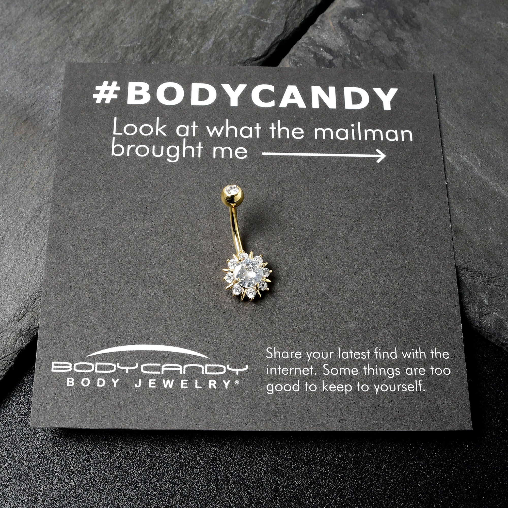 Clear CZ Gem Gold Tone Luxury Sun Splash Belly Ring