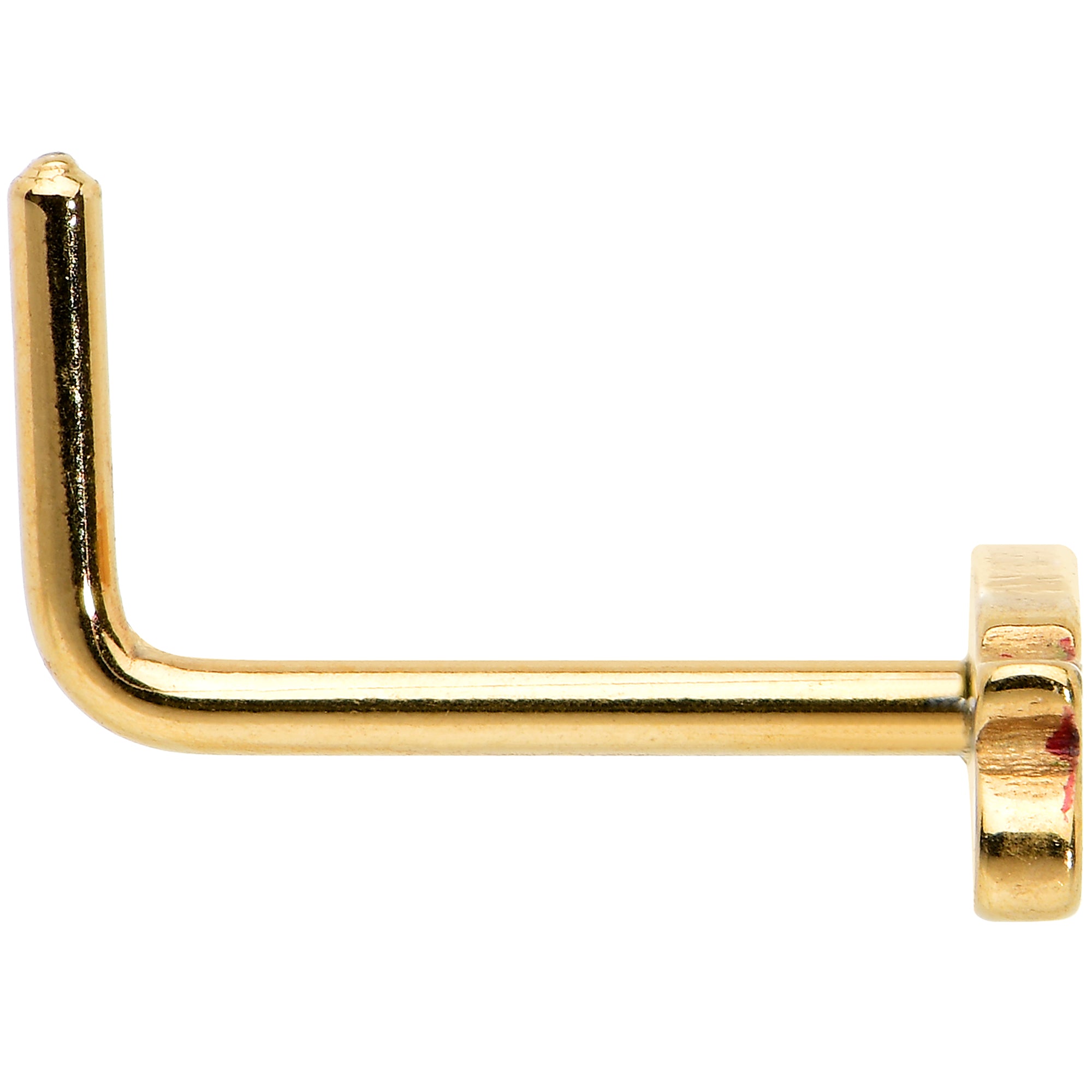 20G 7mm Gold Tone Merry Christmas Inlaid L Shape Nose Ring