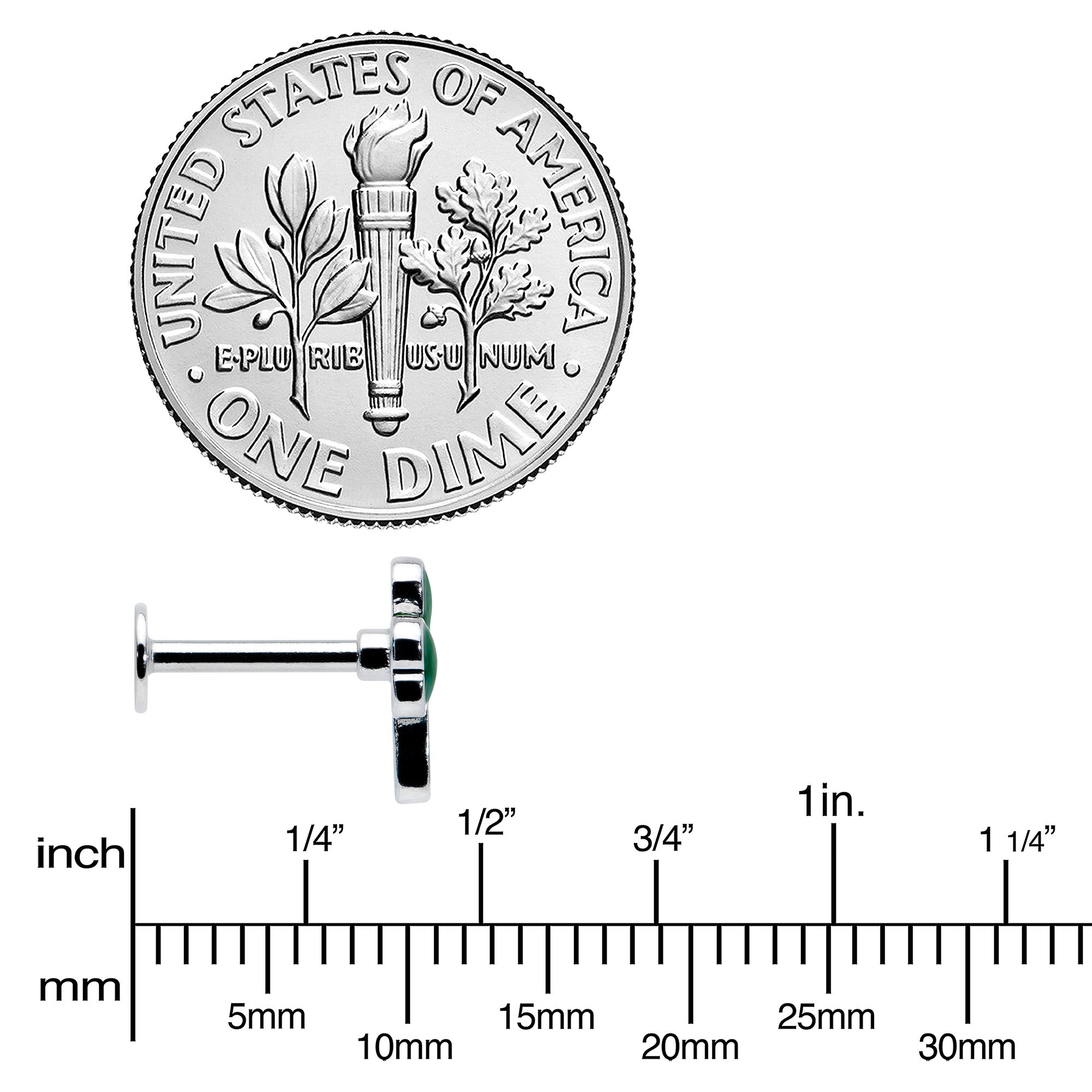 16G 1/4 Leprechaun Legs Shamrock UV Glow Labret Set of 3