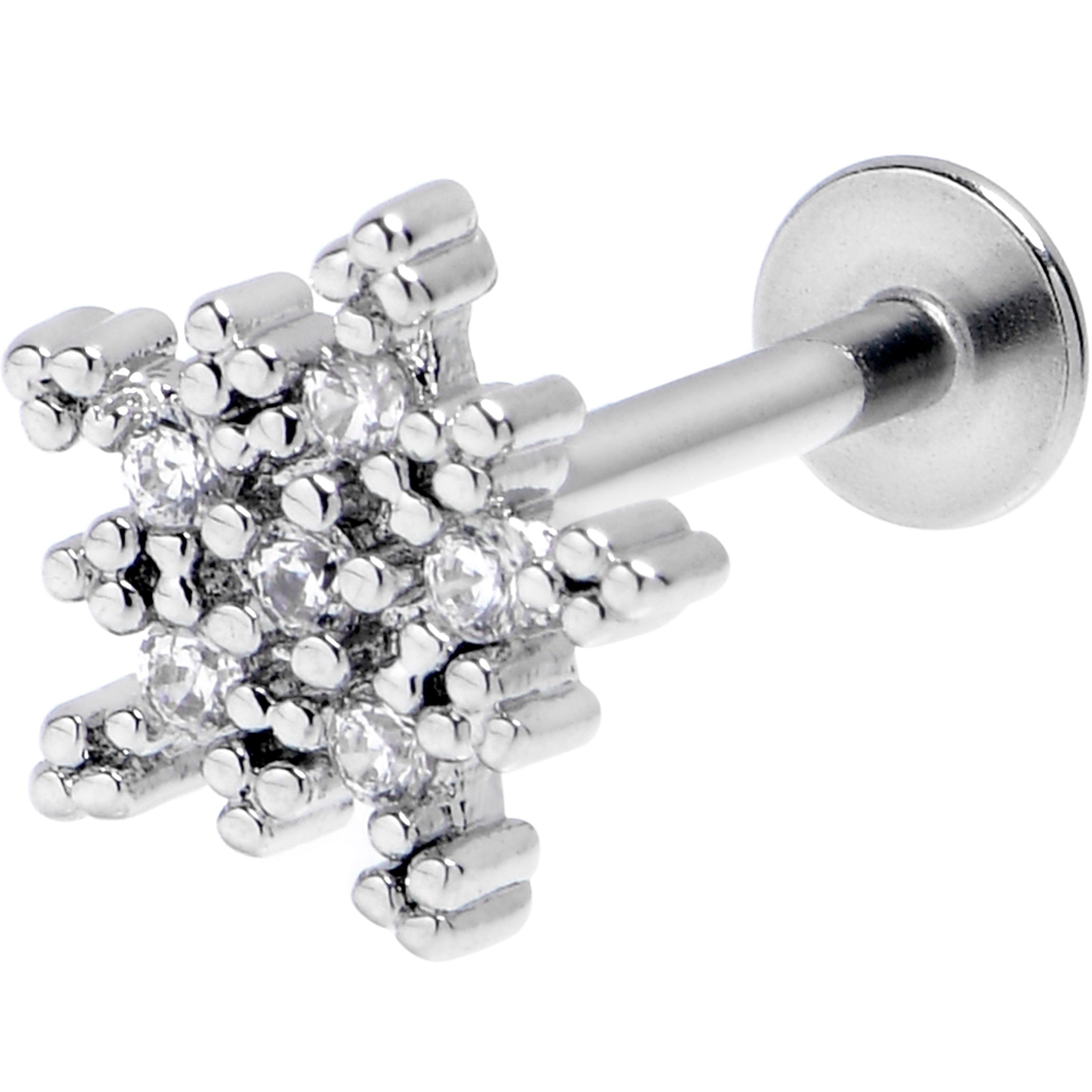 16G 5/16 Clear Gem Classic Snowflake Labret Monroe Tragus