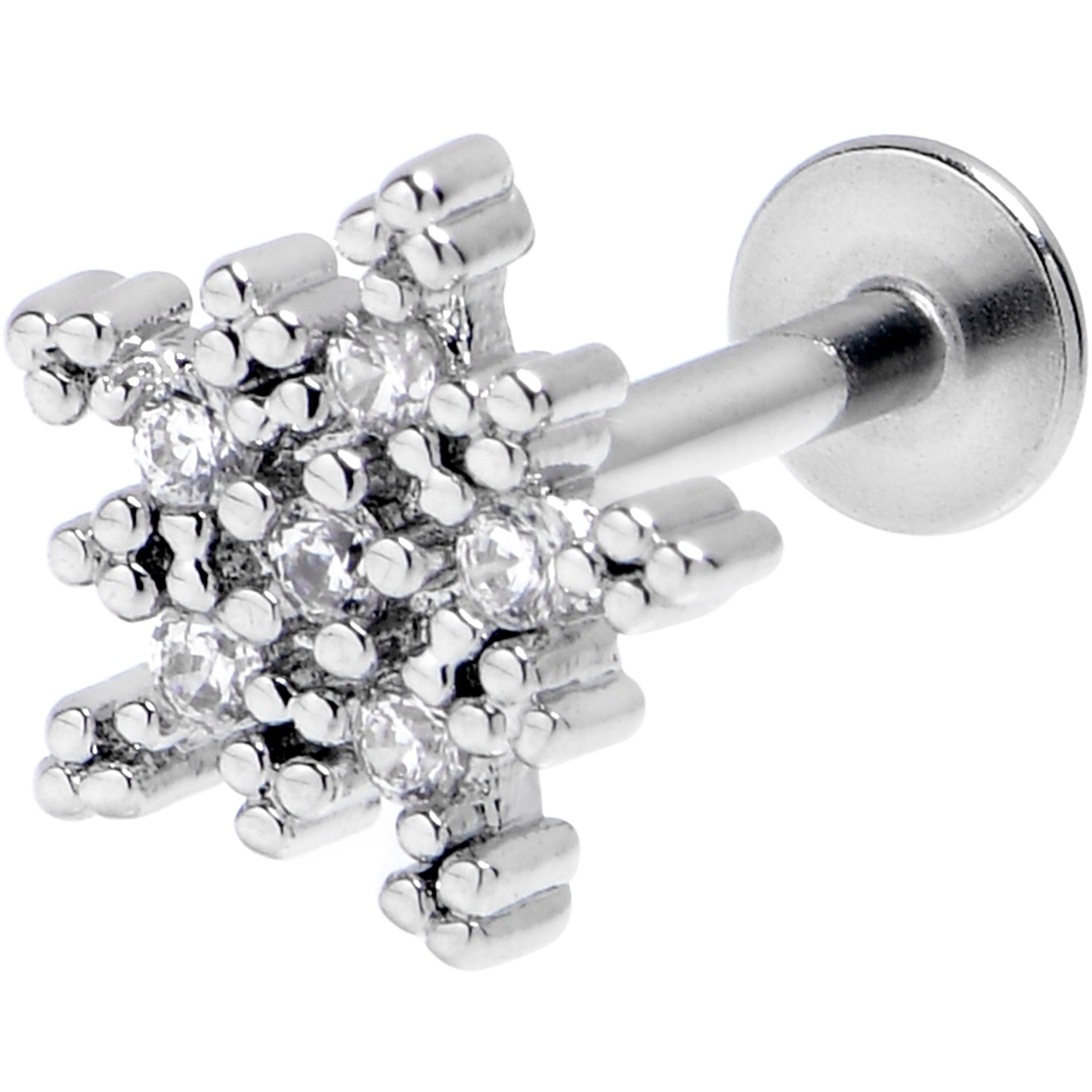 16G 1/4 Clear Gem Classic Snowflake Christmas Labret Tragus
