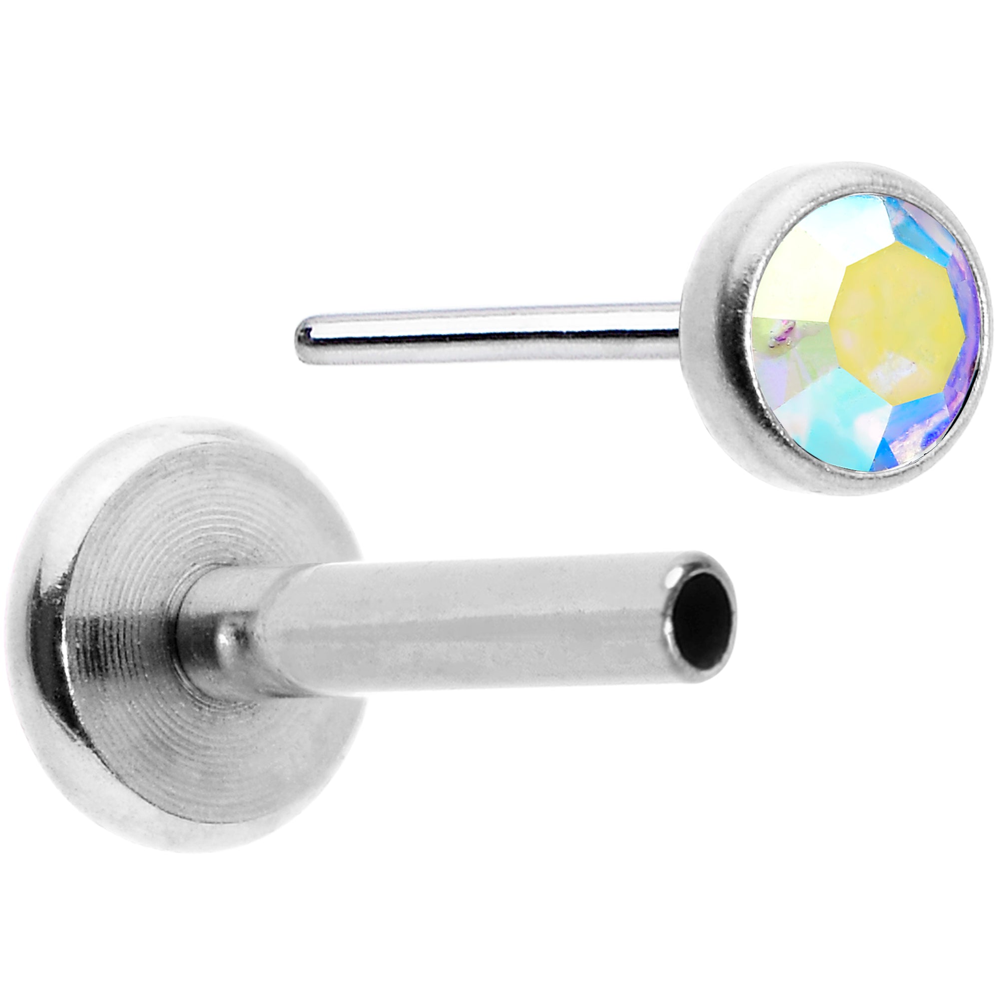 16G 5/16 Aurora Gem Threadless Labret Monroe Tragus