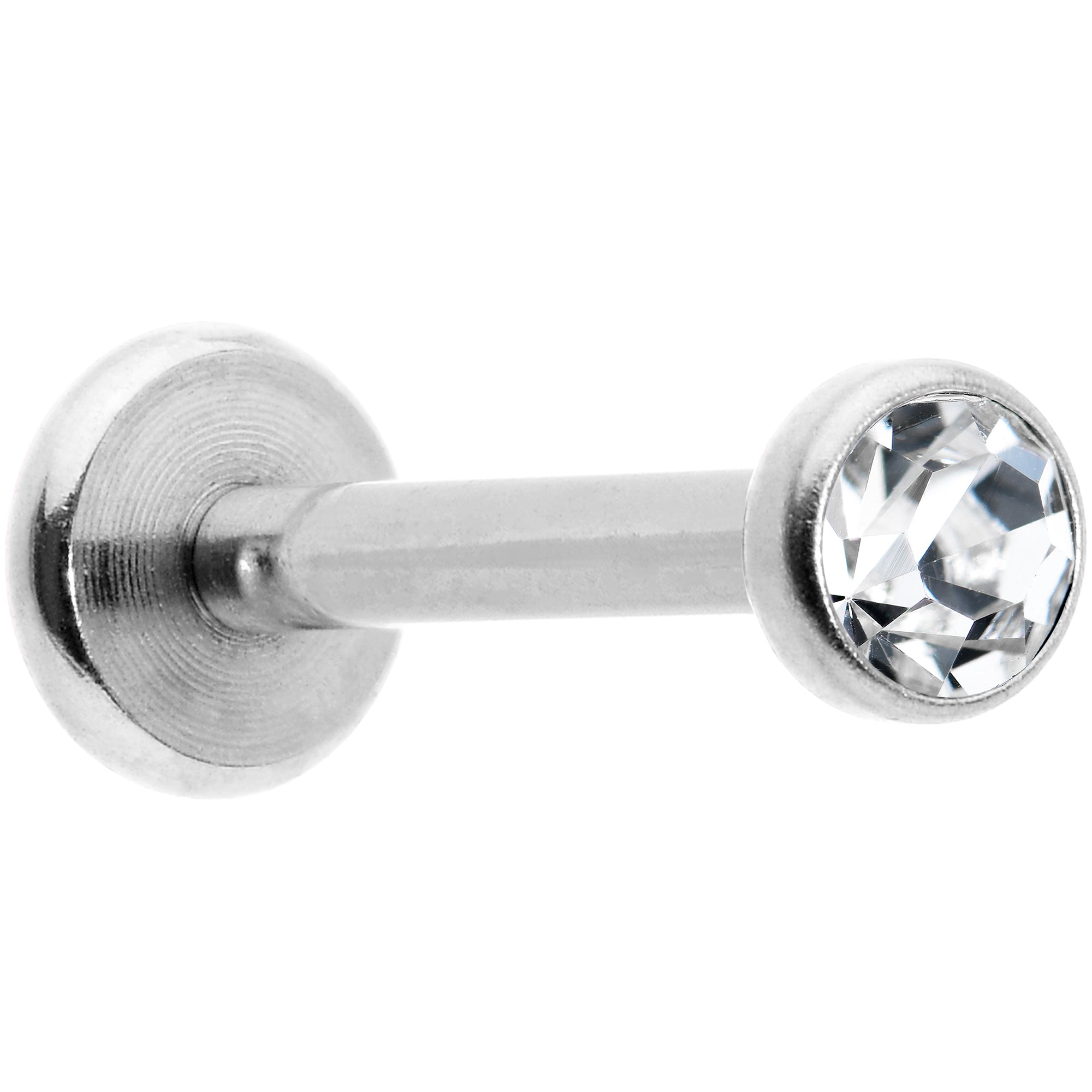 16G 5/16 Clear Gem Threadless Labret Monroe Tragus