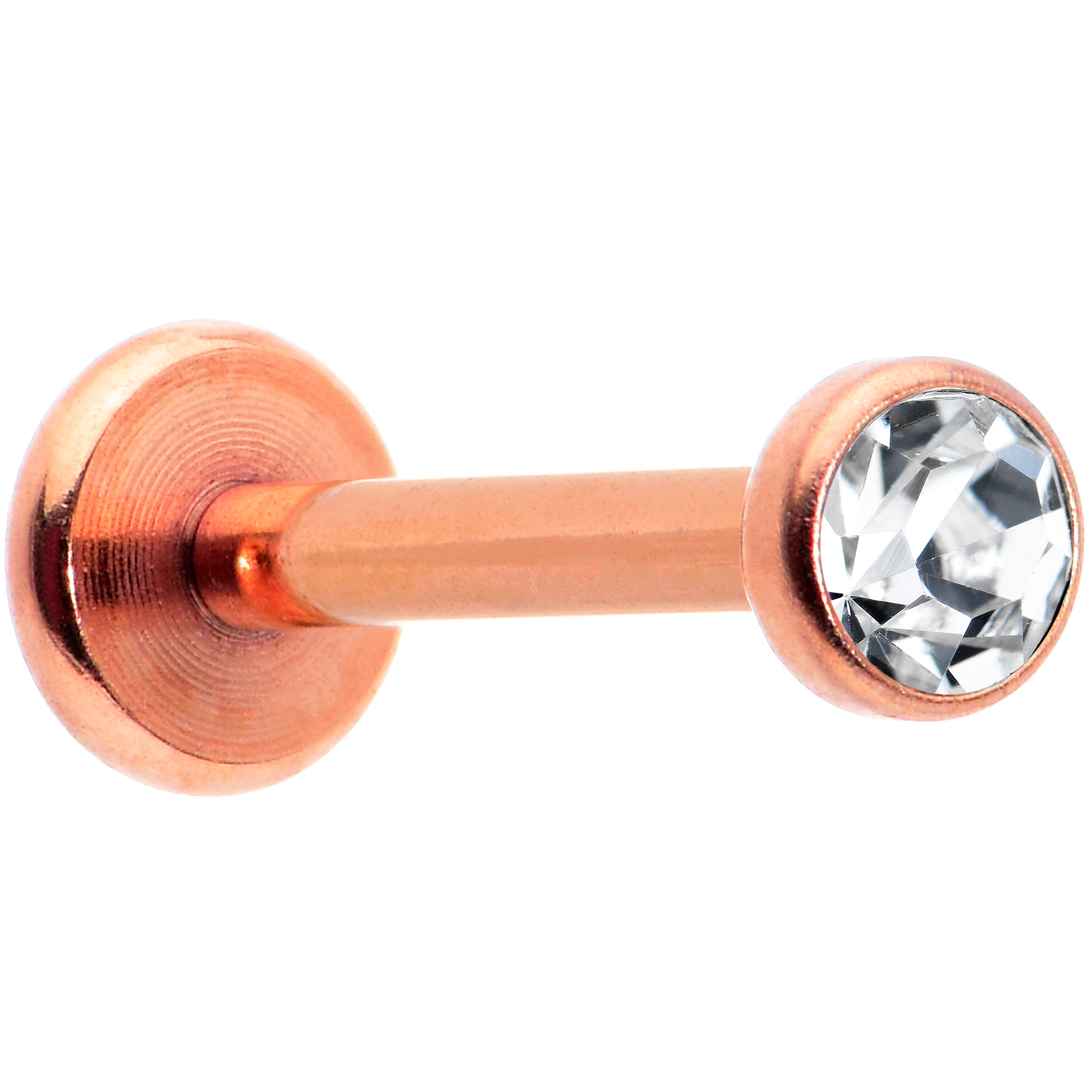 16G 5/16 Clear Gem Rose Gold Tone Threadless Labret Monroe Tragus