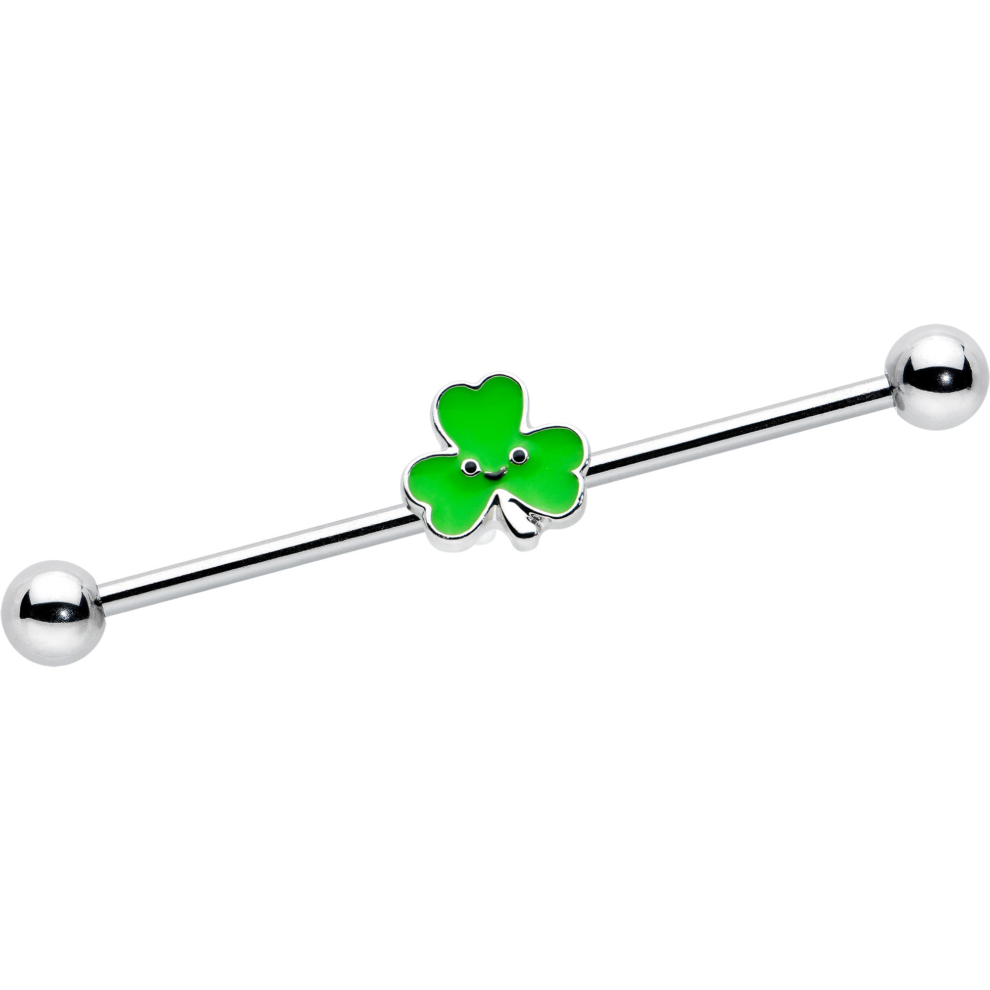 14G Sweet Happy Shamrock St Patricks Industrial Barbell 38mm