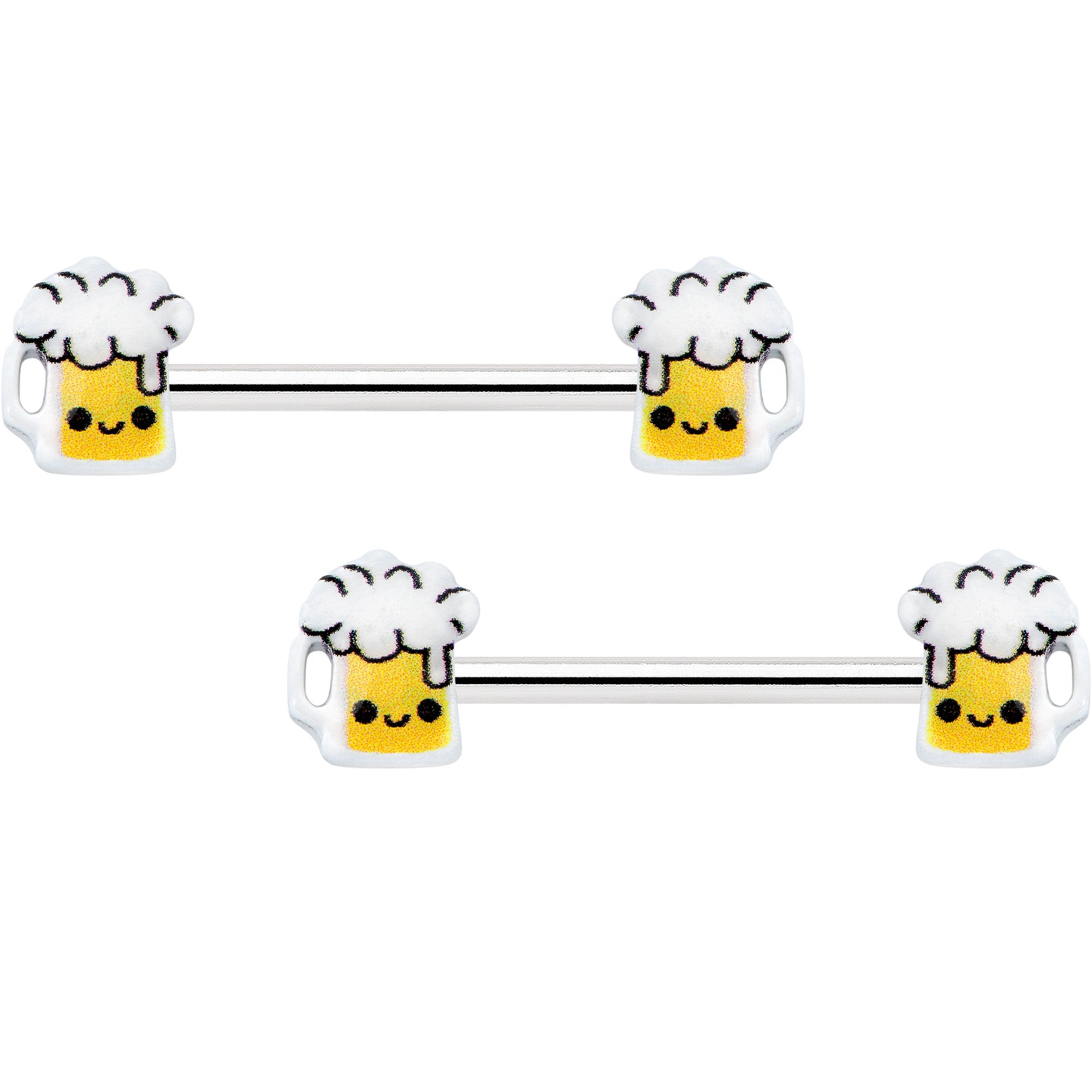 14G 9/16 Sweet Happy Beer St Patricks Barbell Nipple Ring Set