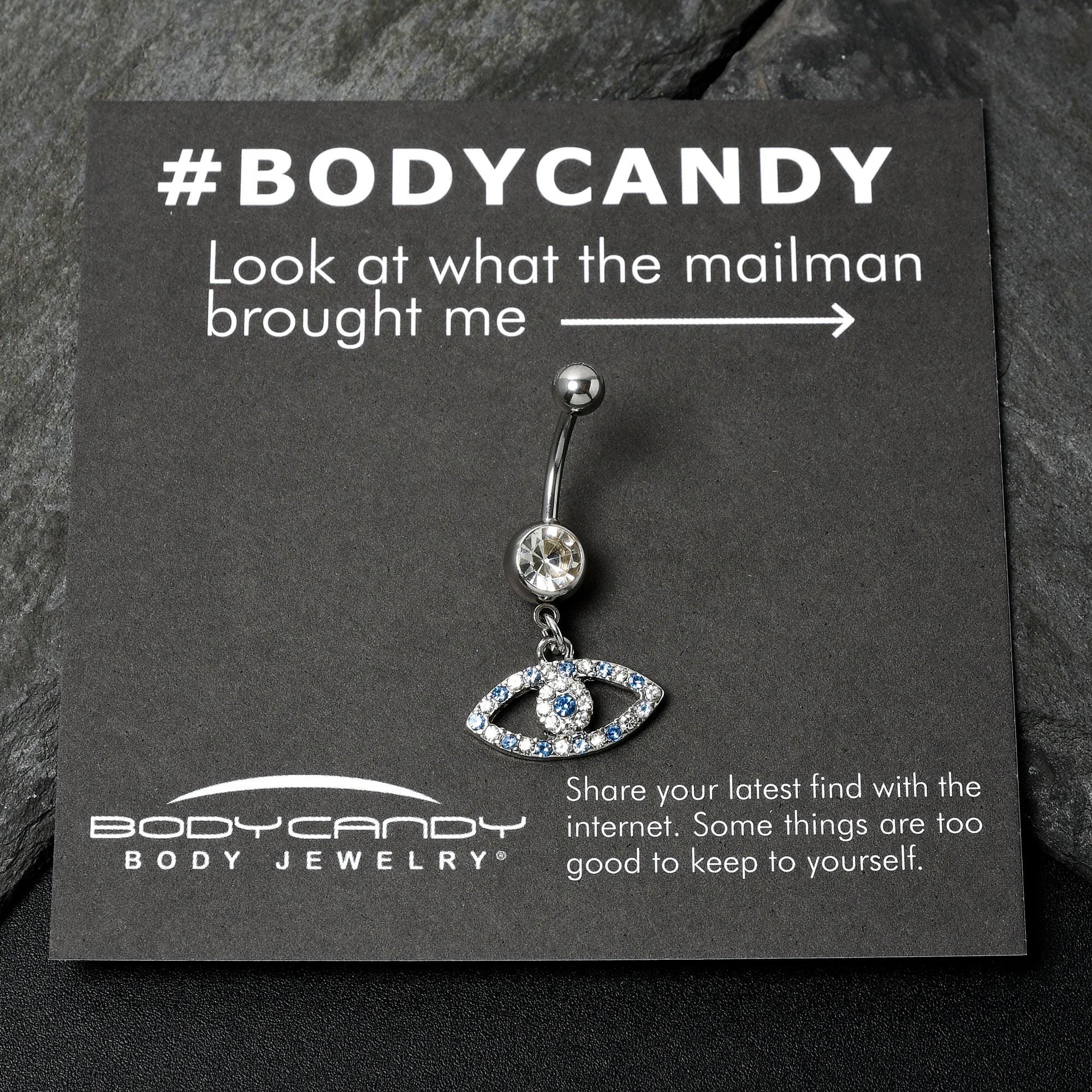 Blue Clear Gem Wide Eye Dangle Belly Ring