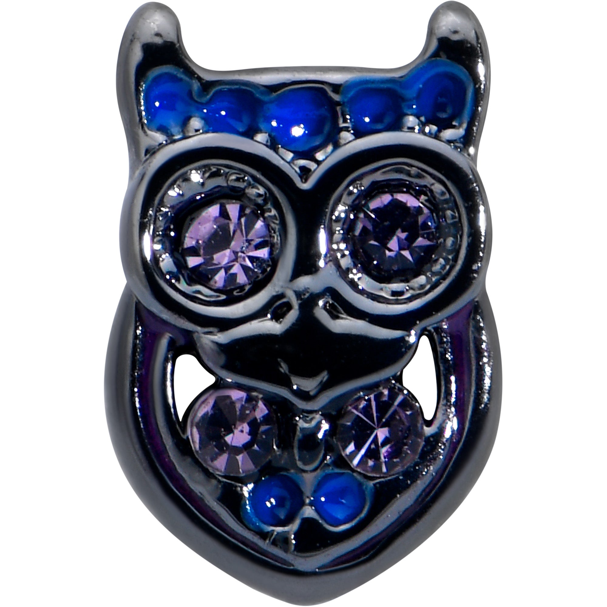 16G 1/4 Purple Gem Black Opulent Owl Cartilage Tragus Earring