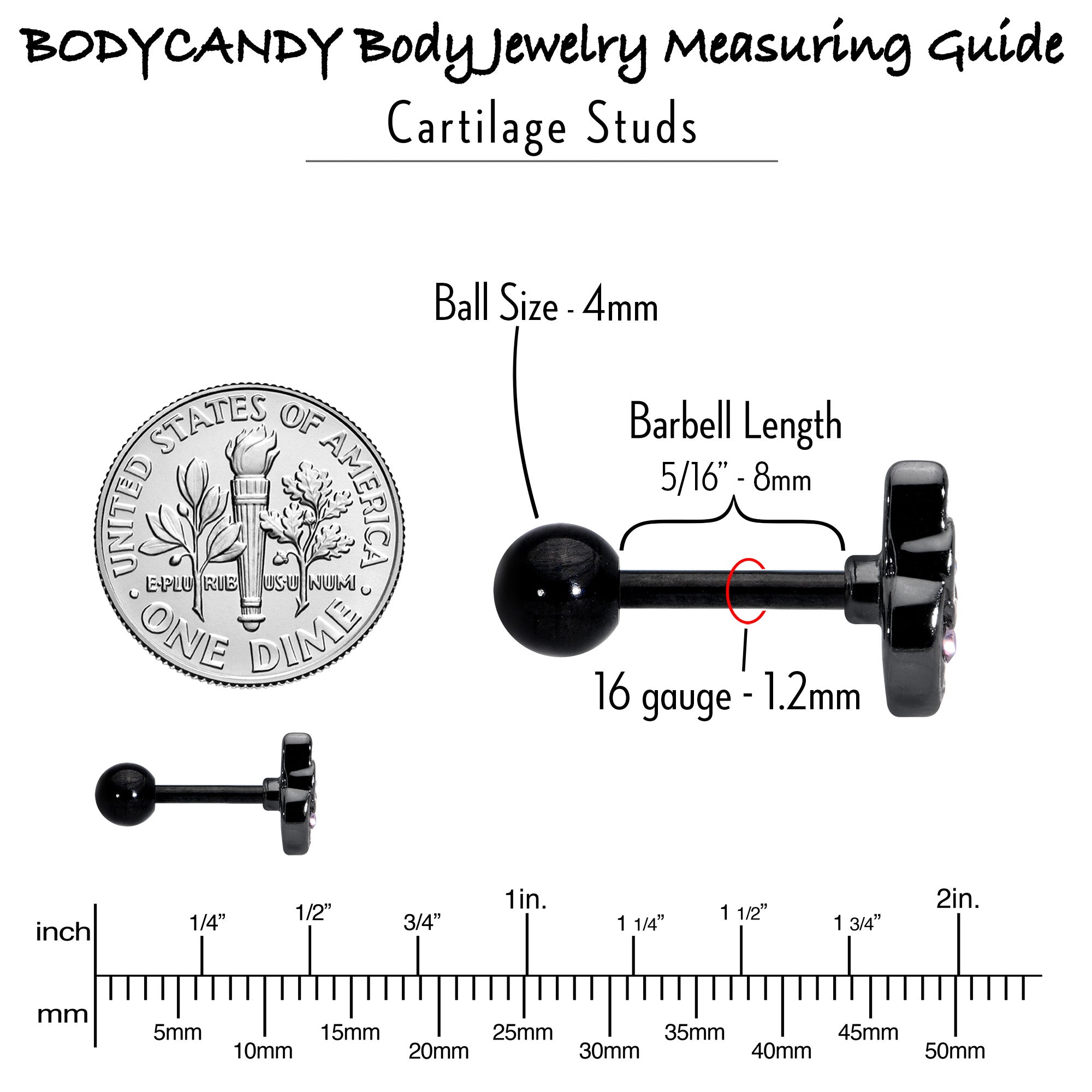 16G 1/4 Purple Gem Black Opulent Owl Cartilage Tragus Earring