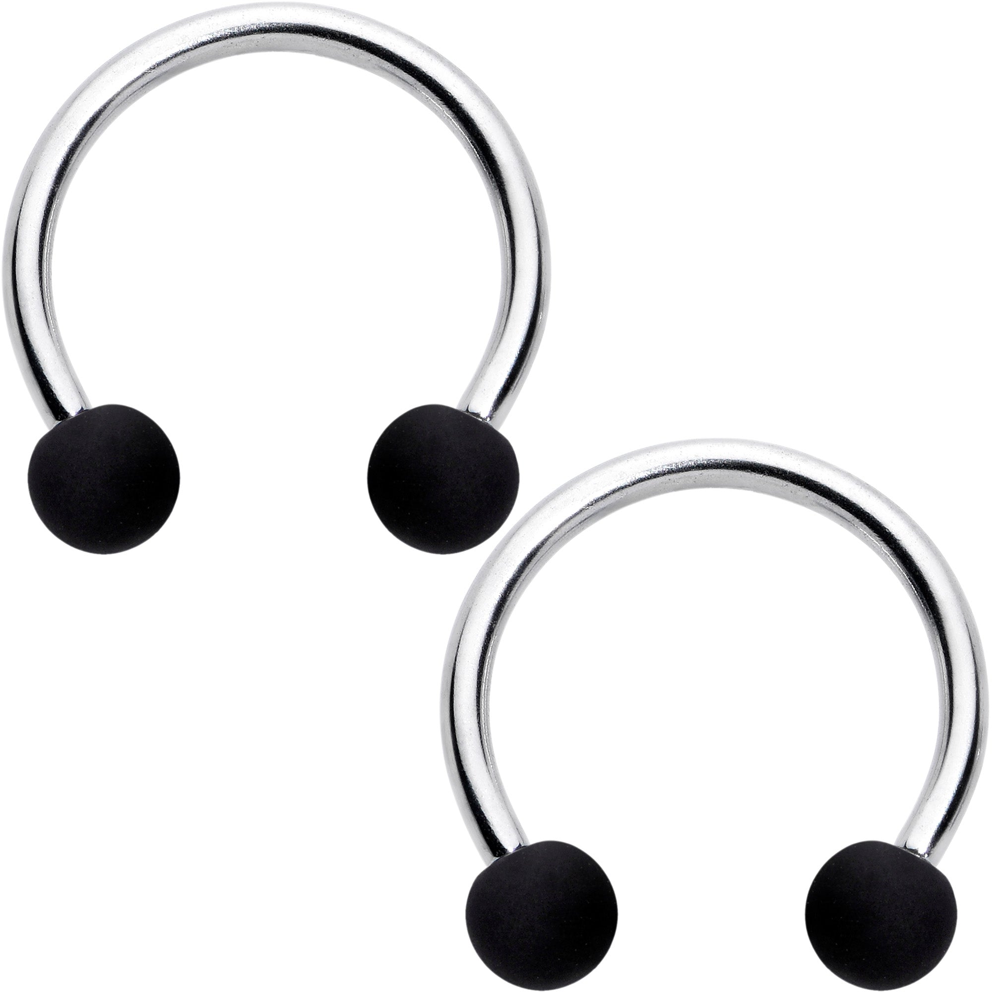 16G 3/8 Matte Black White Grey Horseshoe Circular Barbell Set of 6