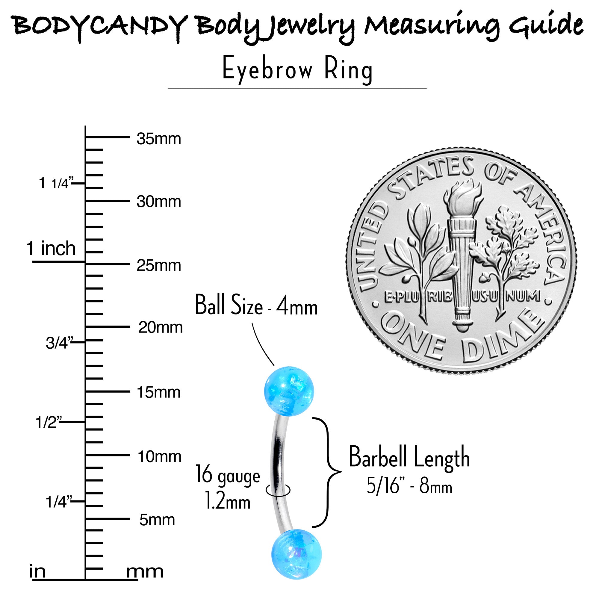 16G 3/8 Pink Blue Purple Faux Opal Pack Curved Eyebrow Ring Set of 4