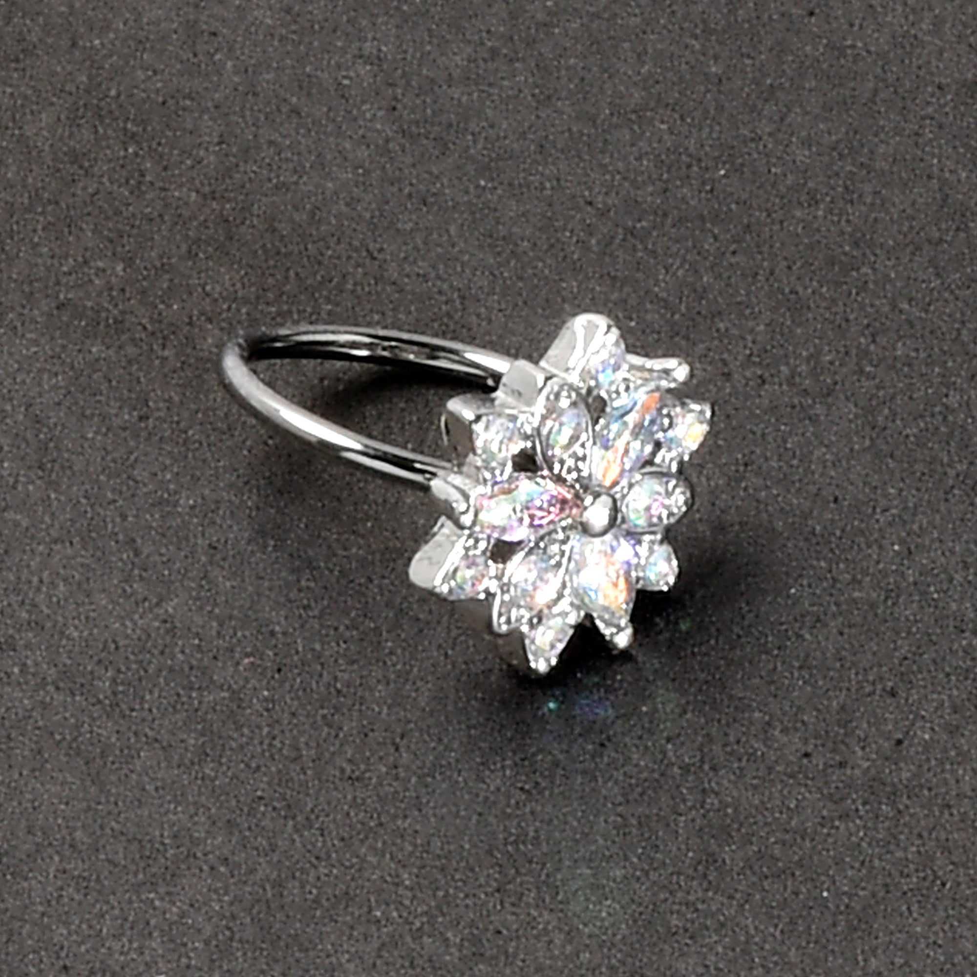 20G 5/16 Aurora CZ Gem Snowflake Style Nose Hoop