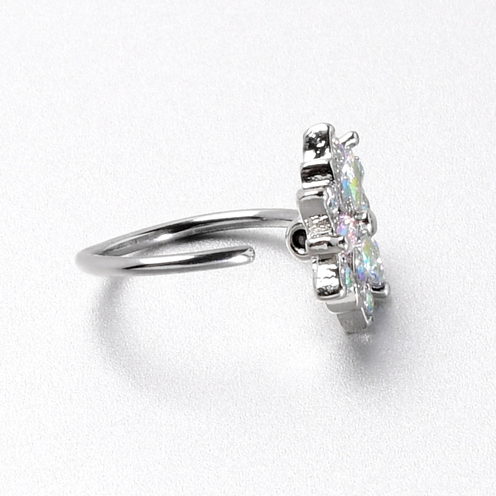 20G 5/16 Aurora CZ Gem Snowflake Style Nose Hoop