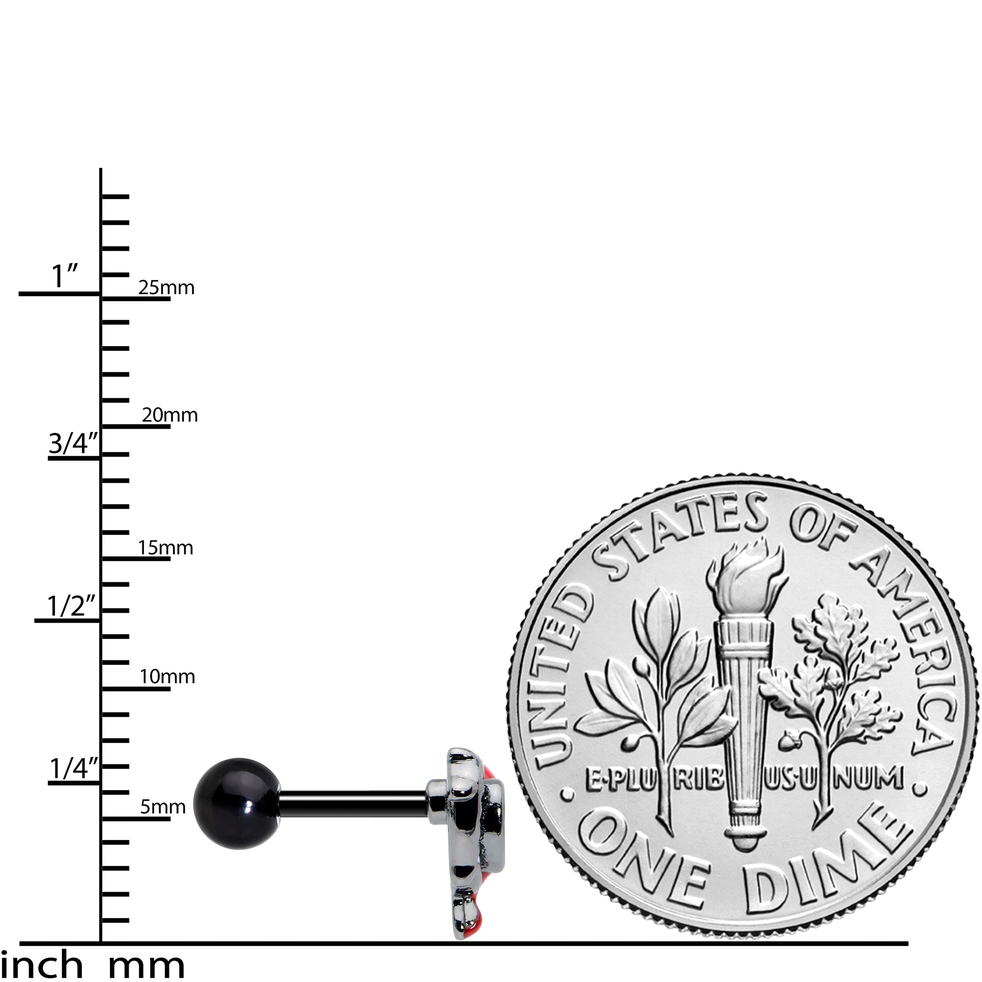 16G 1/4 Clear Gem Black Bleeding Heart Cartilage Tragus Earring