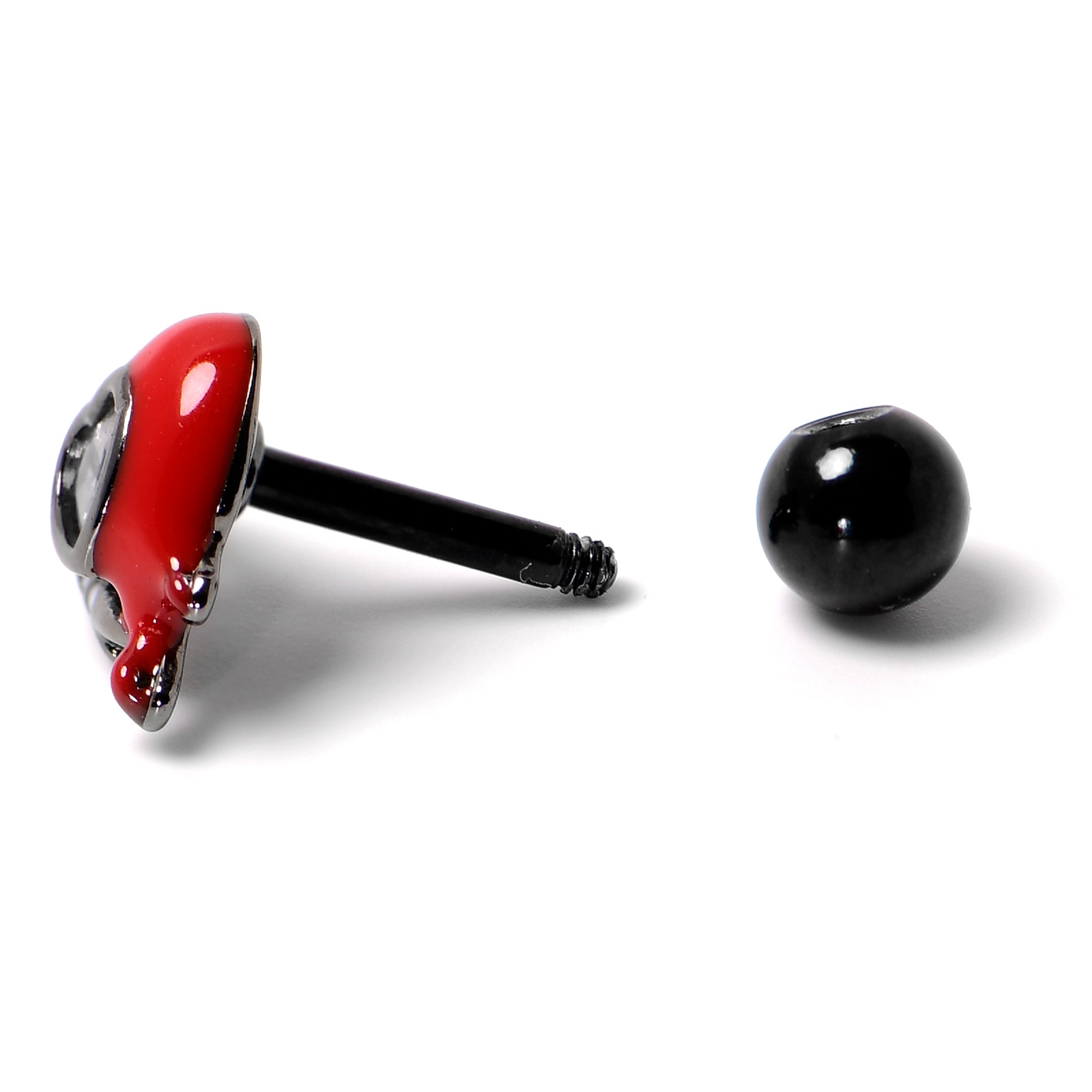 16G 1/4 Clear Gem Black Bleeding Heart Cartilage Tragus Earring