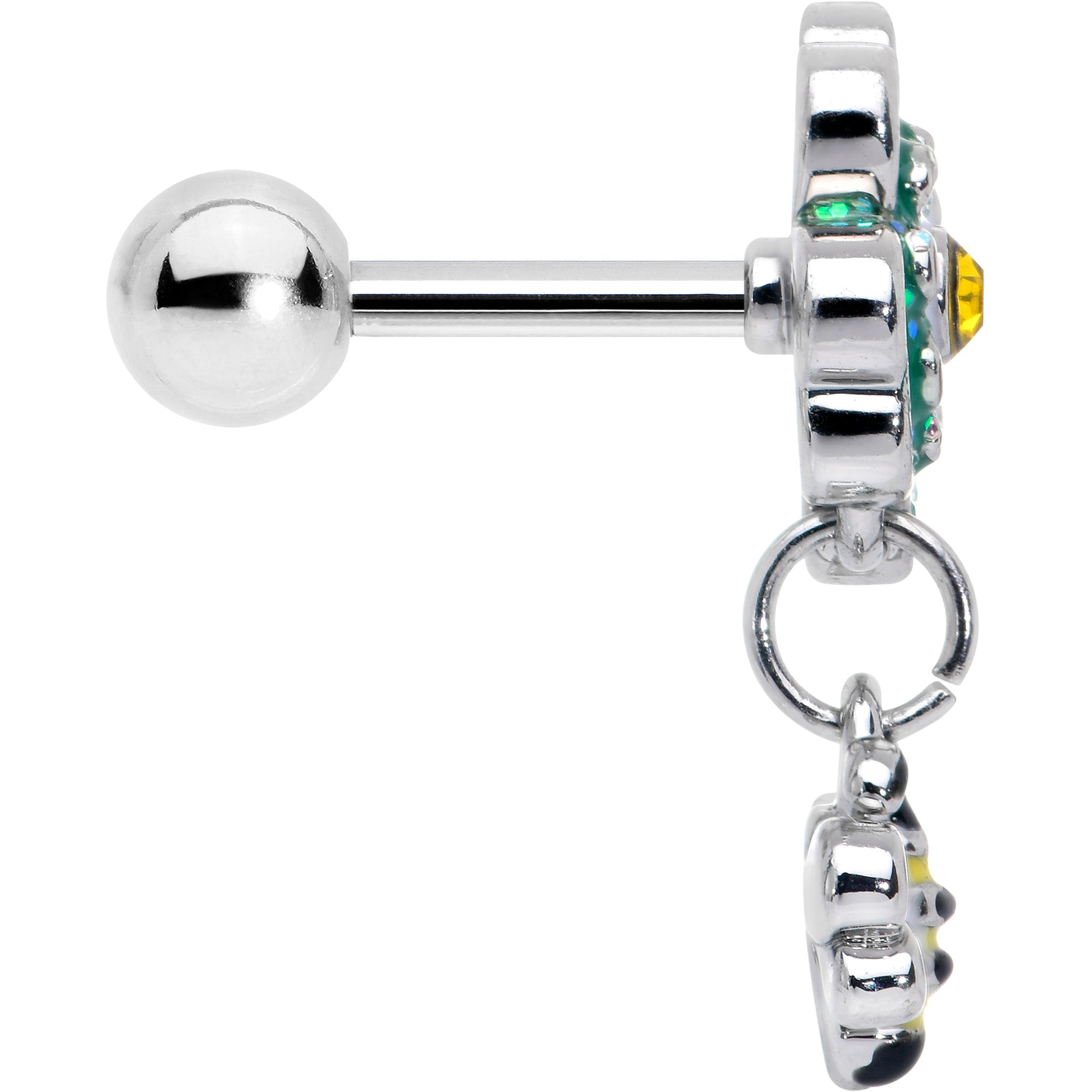 16G 1/4 Yellow Gem Daisy Bee Glittery Cartilage Tragus Earring