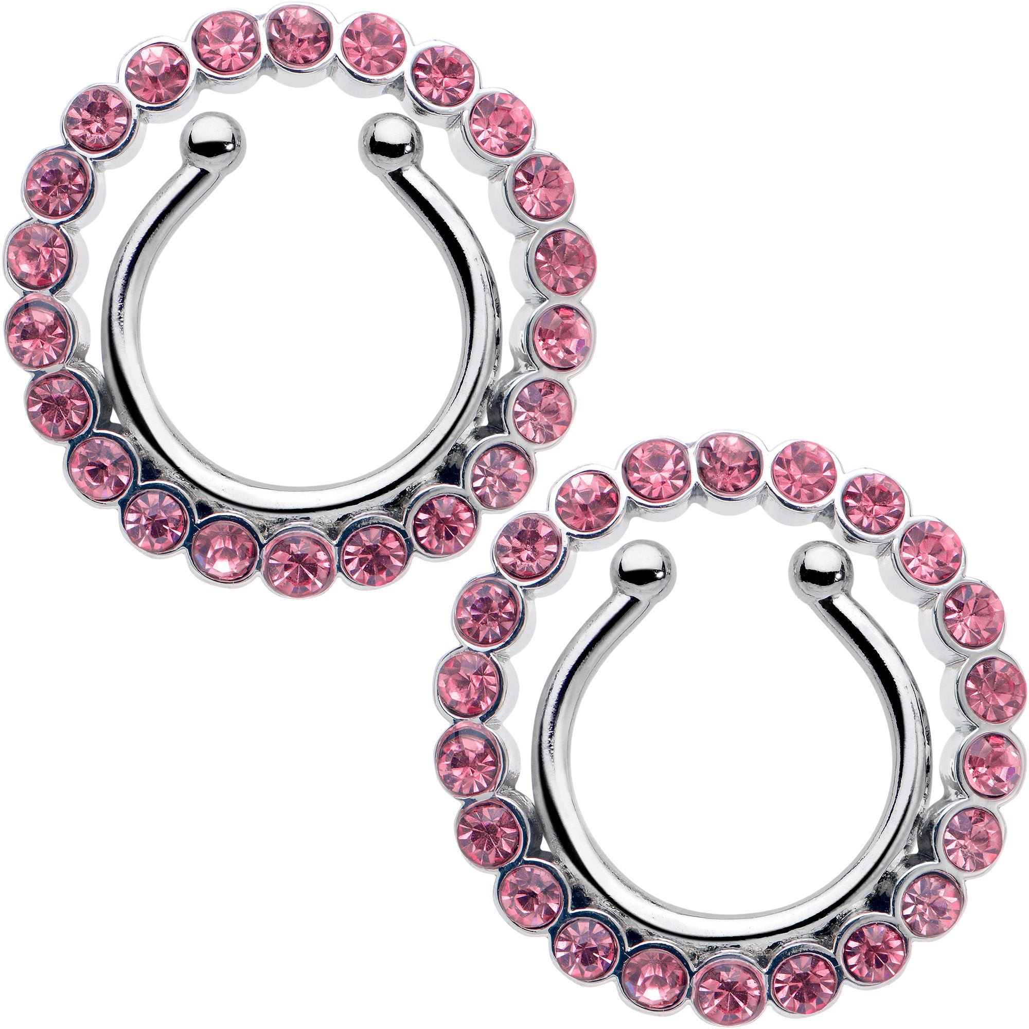 Clip On Fake Nipple Ring Set - Pink, Blue or Clear