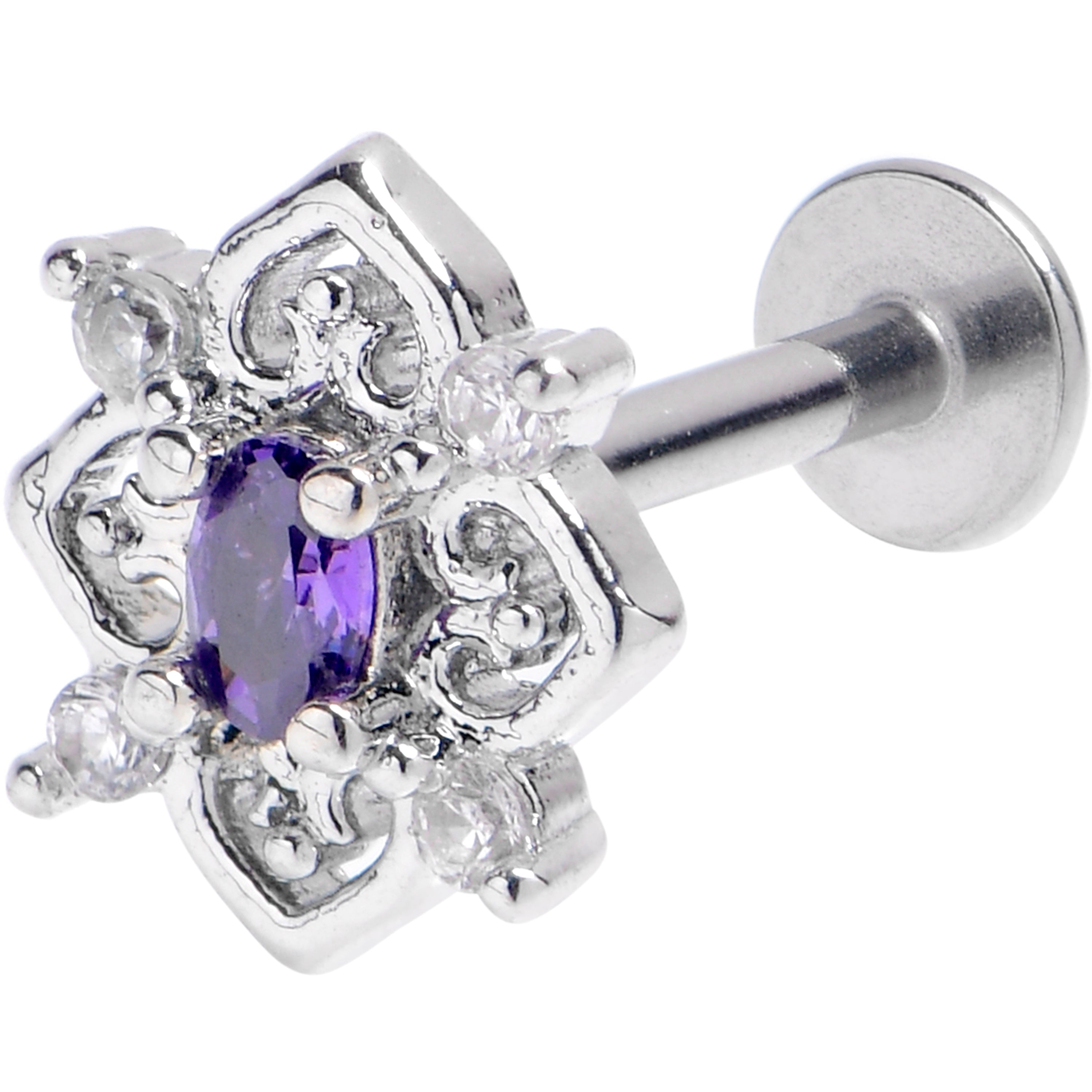 16G 5/16 Purple Gem Lace Look Hearts Labret