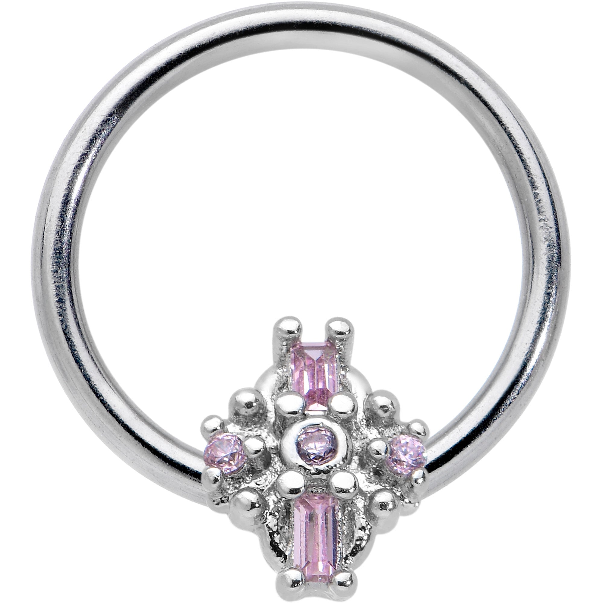 16G 3/8 Pink Gem Opulent Cross BCR Captive Ring