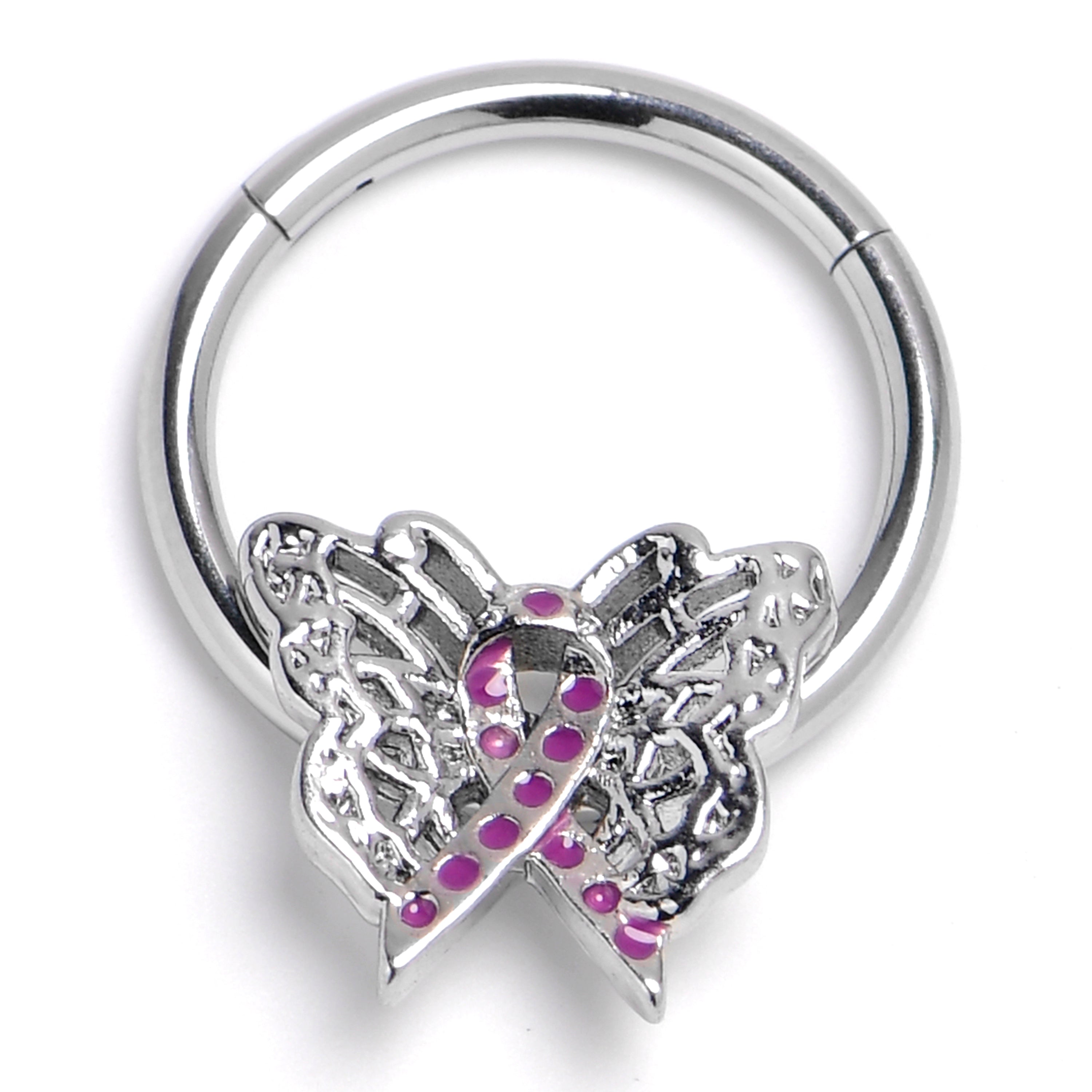 16G 3/8 Butterfly Beauty In Flight Hinged Segment Ring