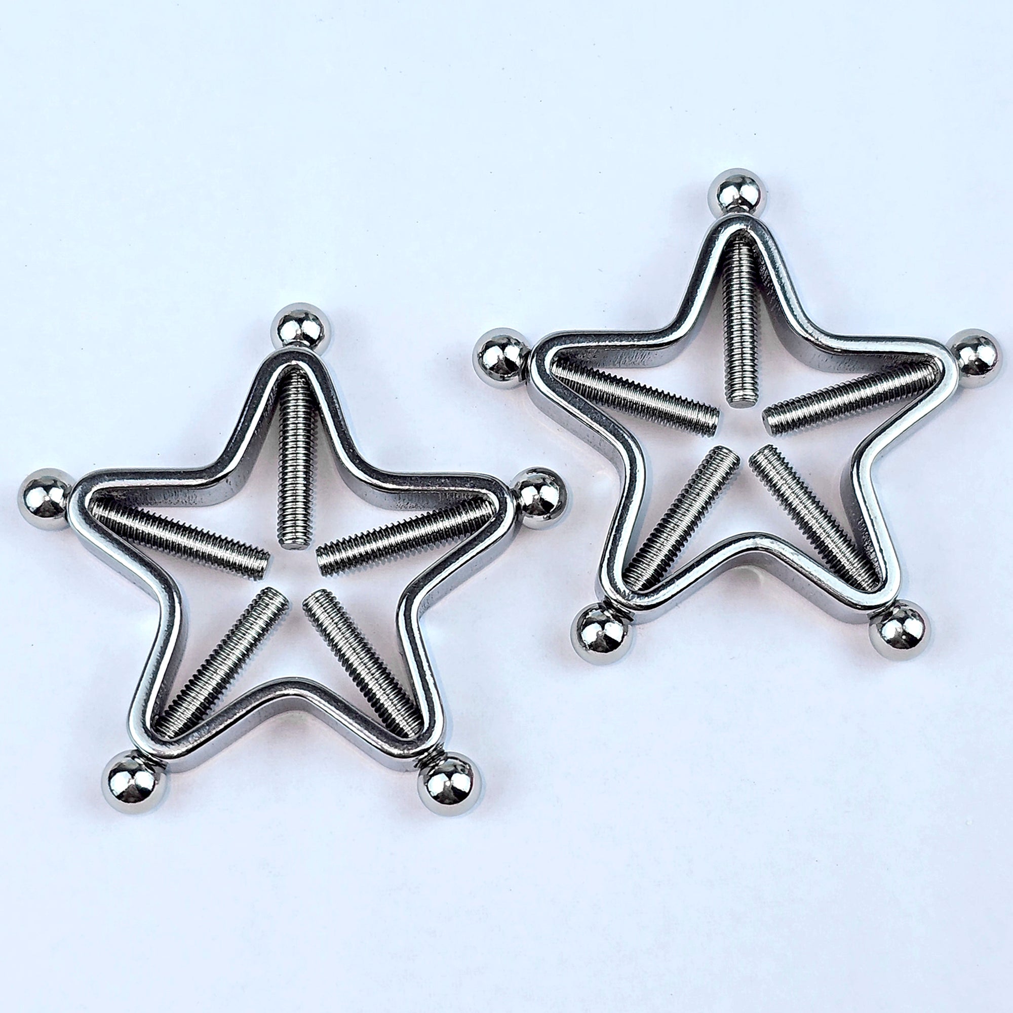 Star Bolt Style Clip on Non Pierced Nipple Ring Set
