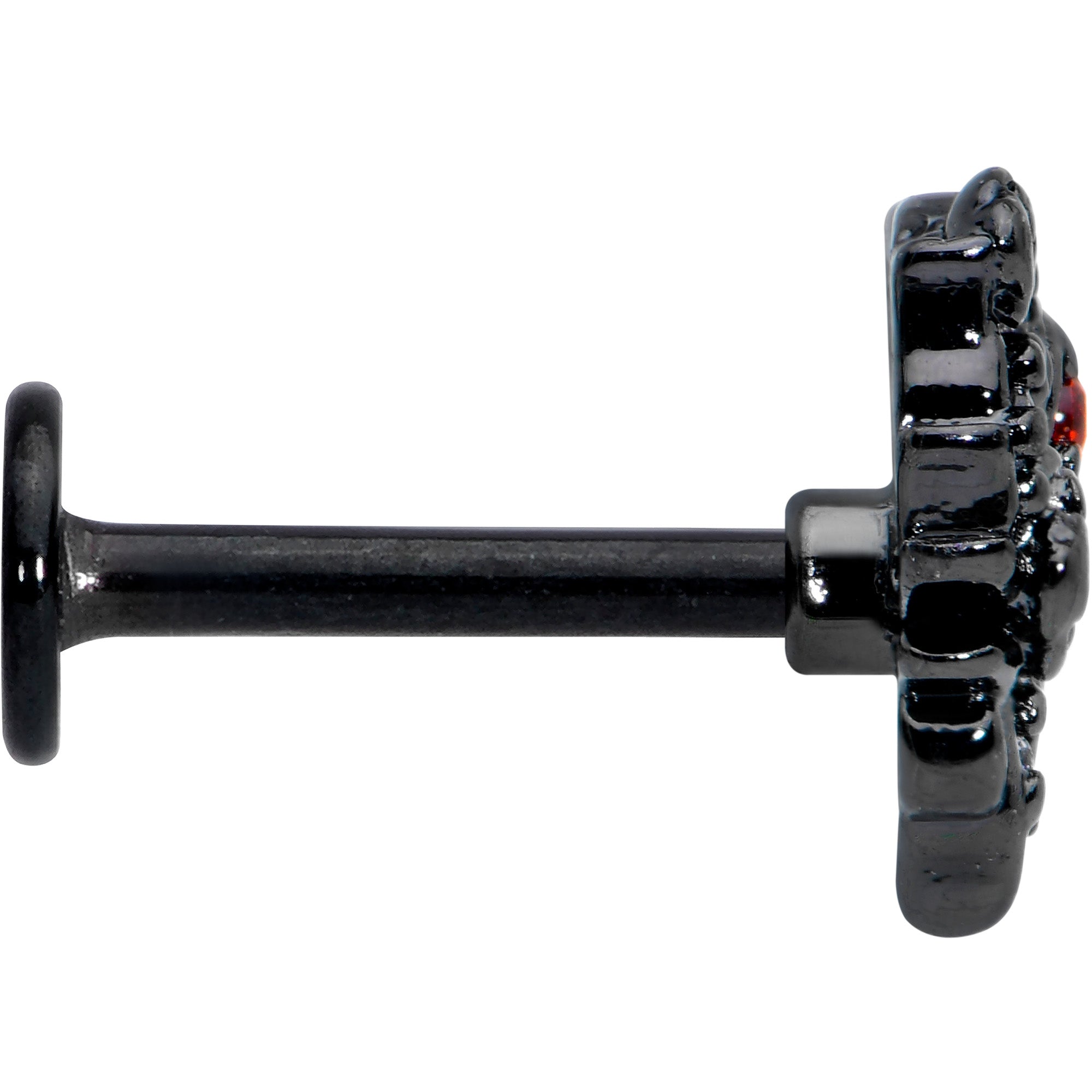 16G 5/16 Red Clear CZ Gem Black Floral Heart Labret Monroe Tragus