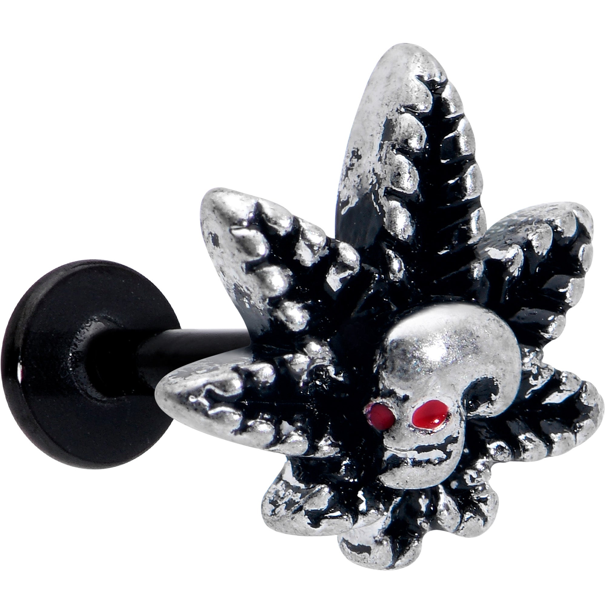 16G 5/16 Red Gem Black Pot Leaf Skull Labret Monroe Tragus