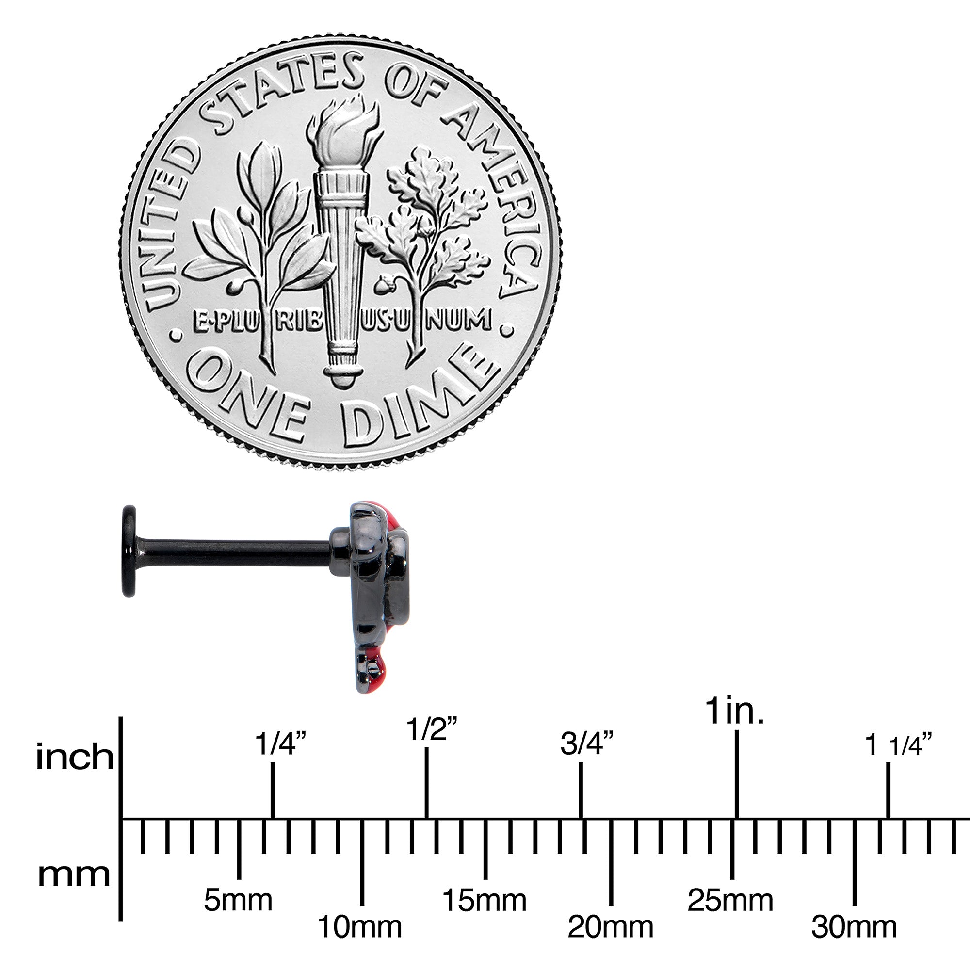 16G 5/16 Clear Gem Black Bleeding Heart Labret Monroe Tragus