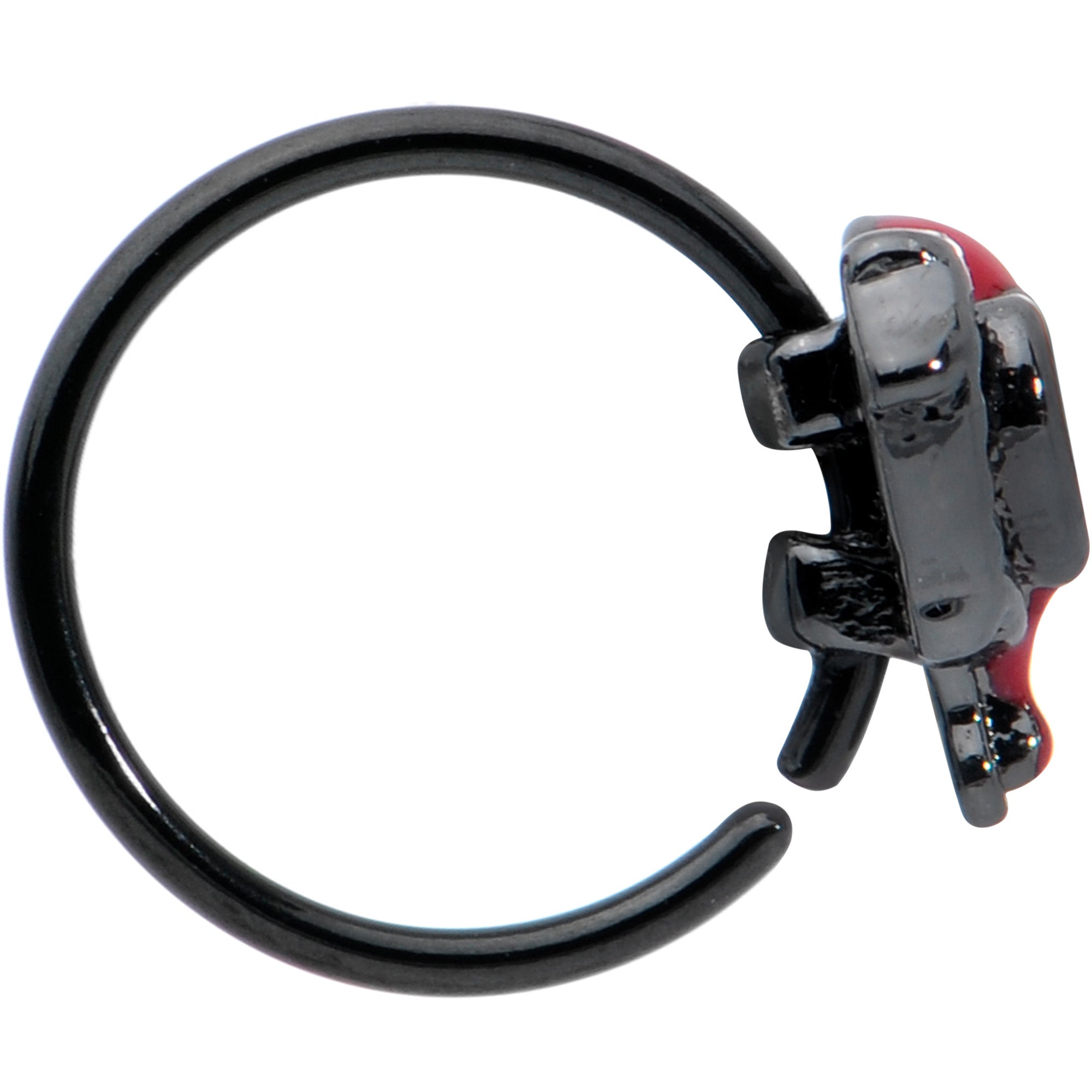 20G 5/16 Clear Gem Black Bleeding Heart Nose Hoop