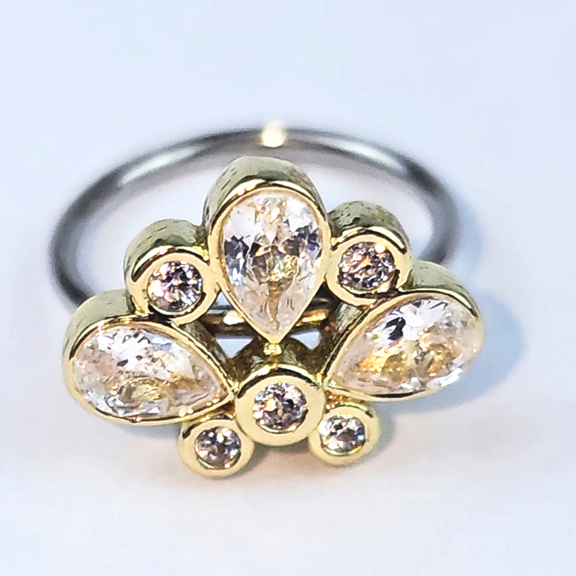 20G 5/16 Clear Gem Golden Crown Deluxe Nose Hoop