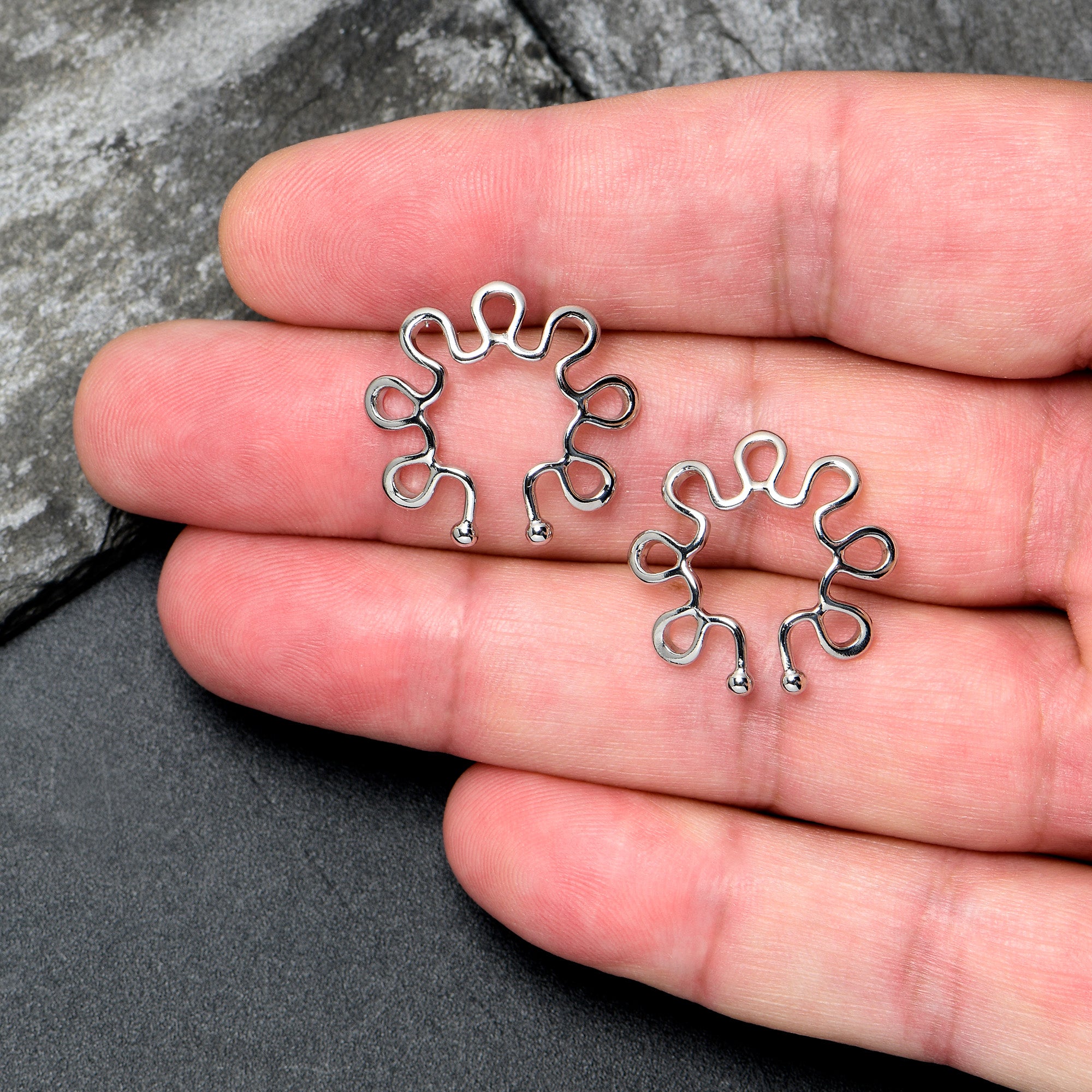 Trippy Flower Clip On Fake Nipple Ring Set