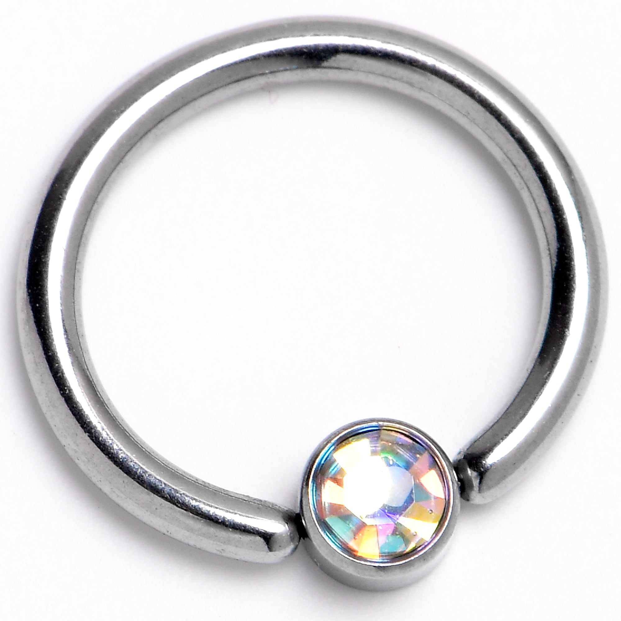 16G 5/16 Aurora Gem Disc 3mm BCR Captive Bead Ring