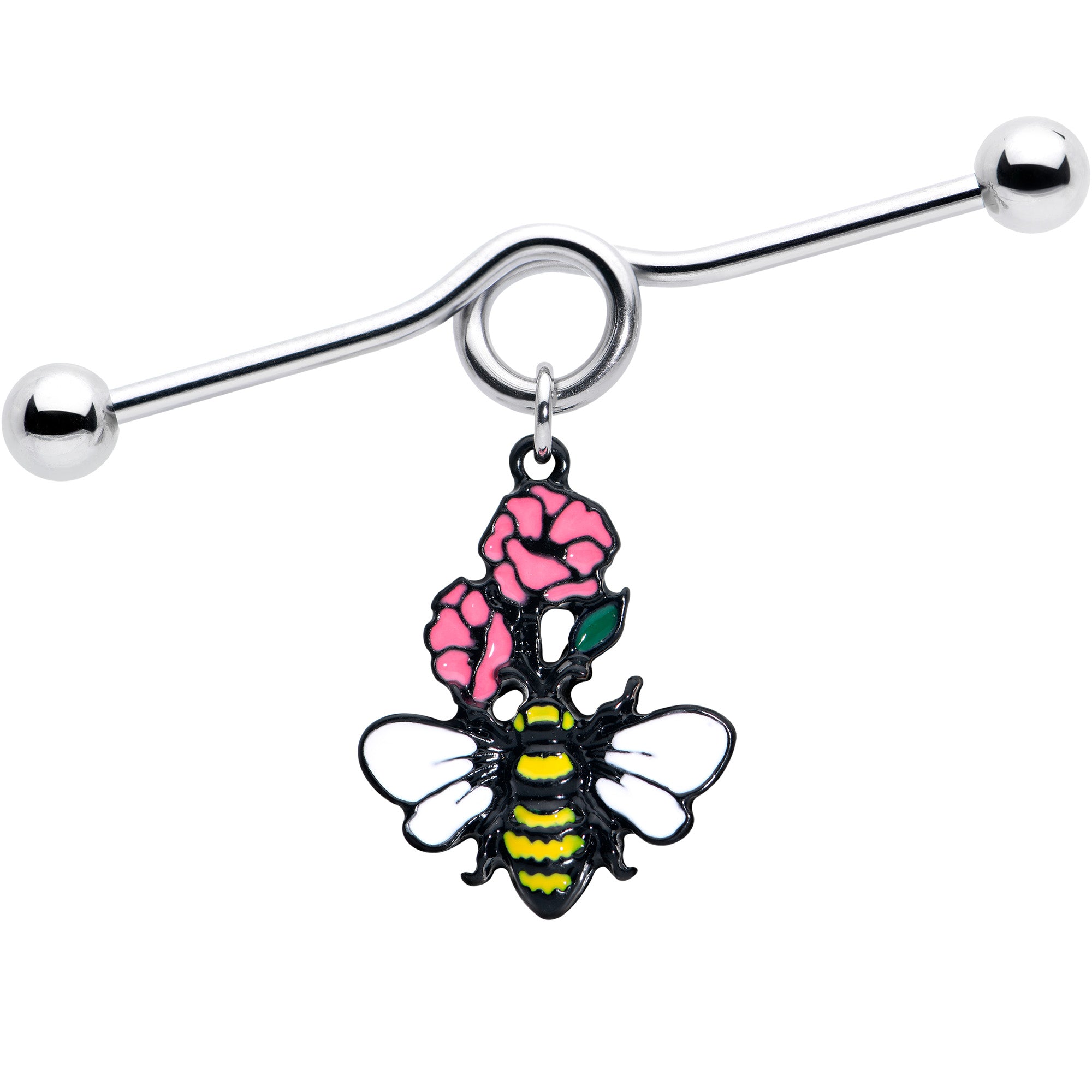14G Busy Bee Flowers Dangle Project Bar 38mm