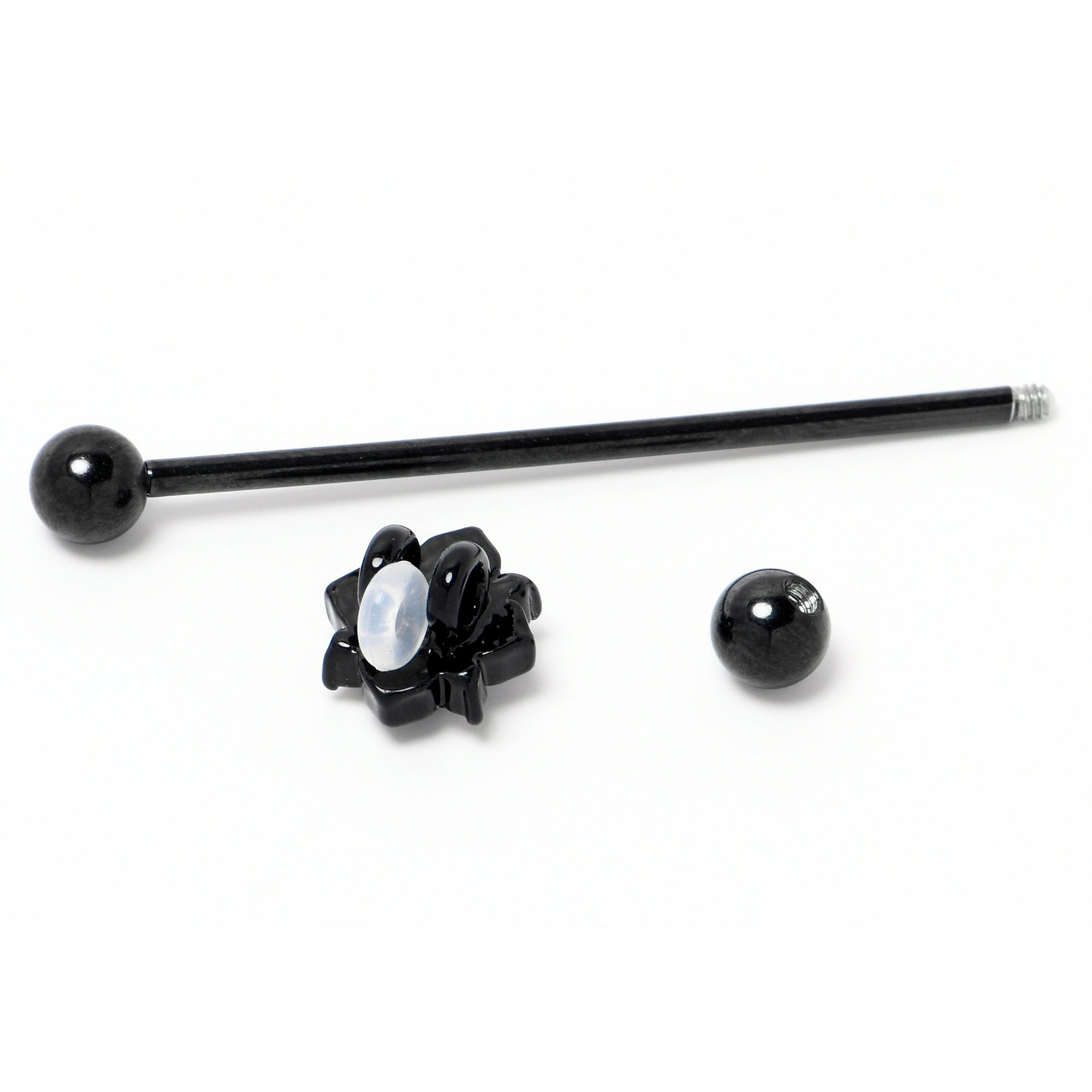 14G Purple Gem Black Scrolling Hearts Industrial Barbell 38mm