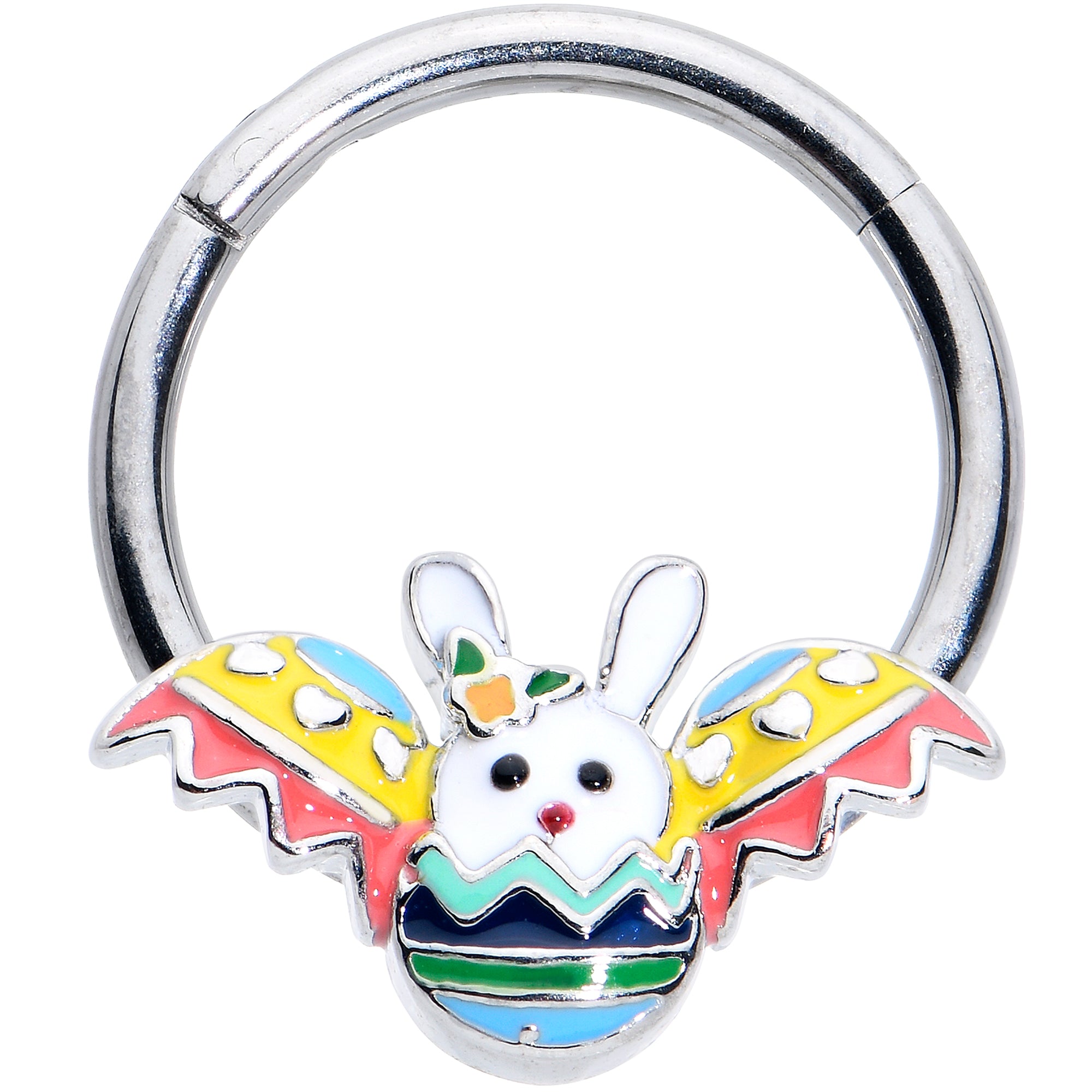16G 3/8 Easter Egg Bunny Hinged Segment Ring