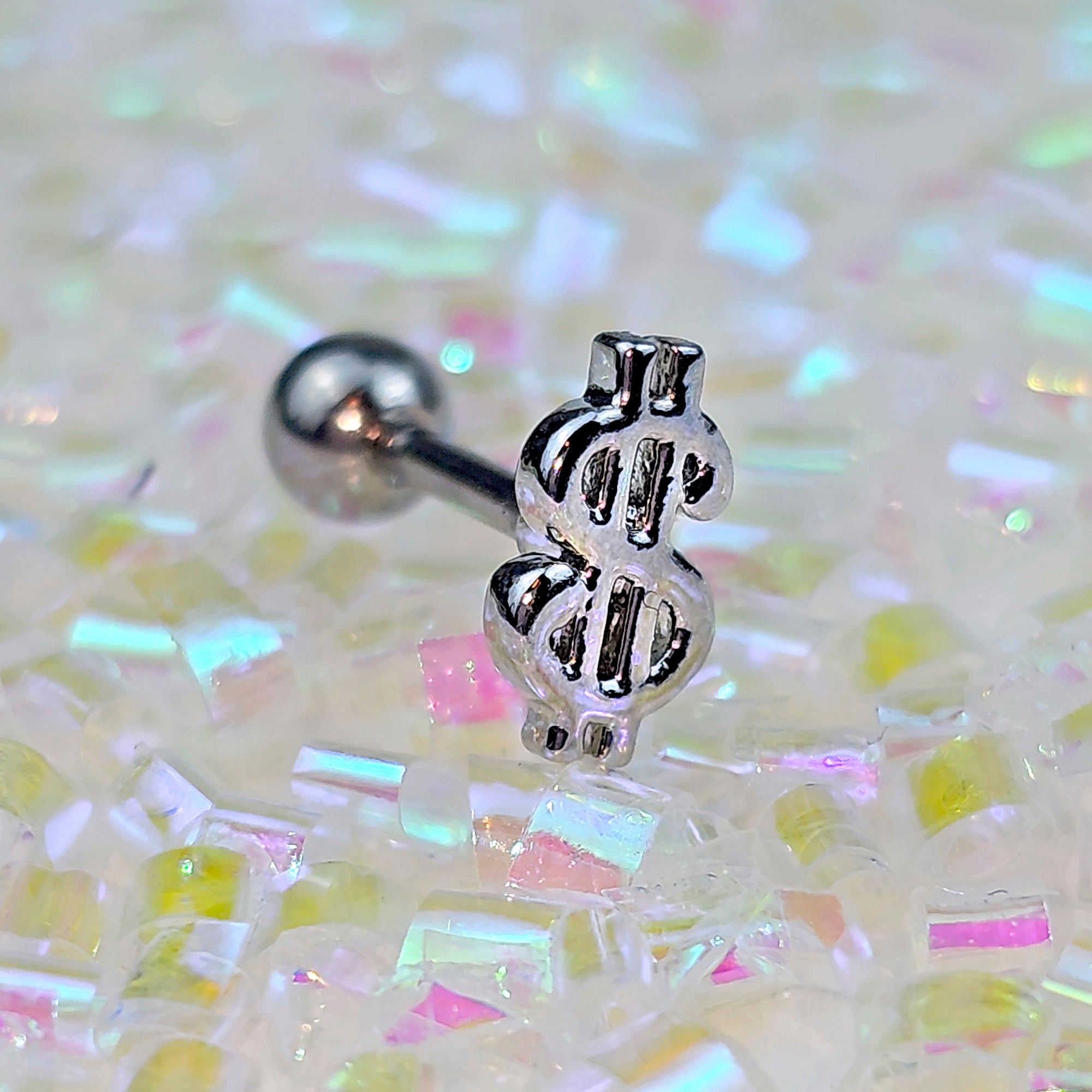 16G 1/4 Dollar Sign Cartilage Tragus Earring