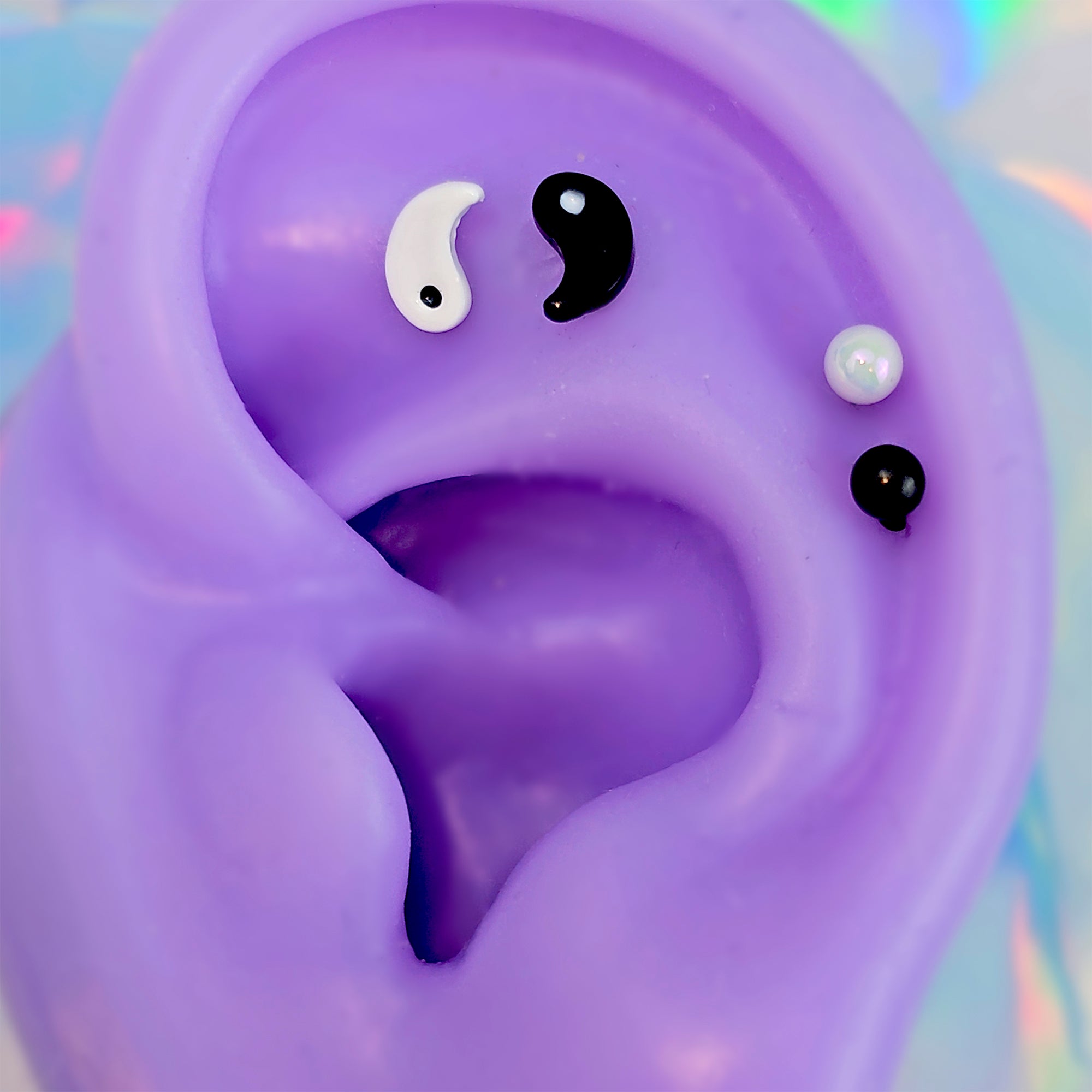 16G 5/16 Black Yin Yang White Labret Monroe Tragus Curation Set of 4