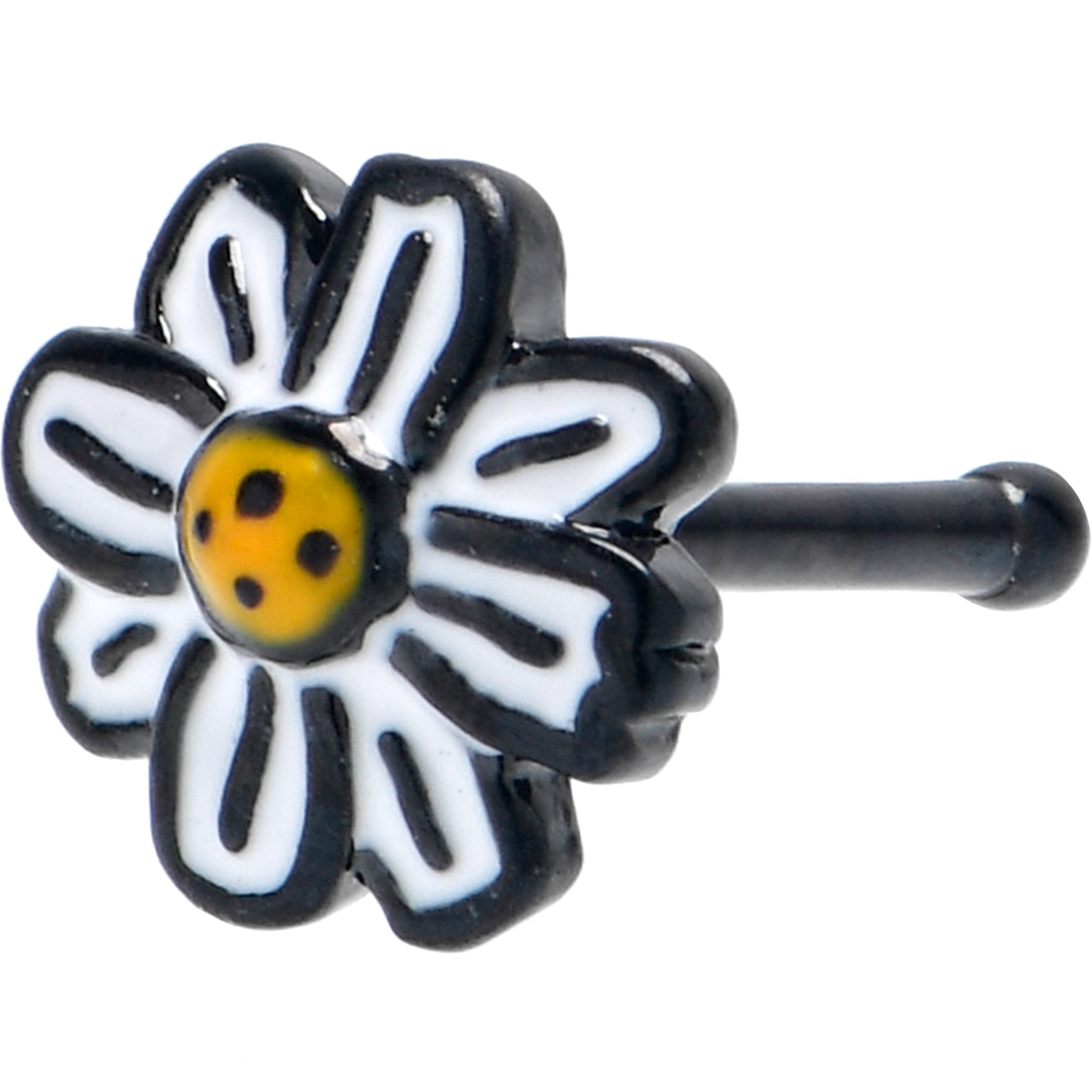 20G 1/4 Black Pretty Daisy Flower Nose Bone