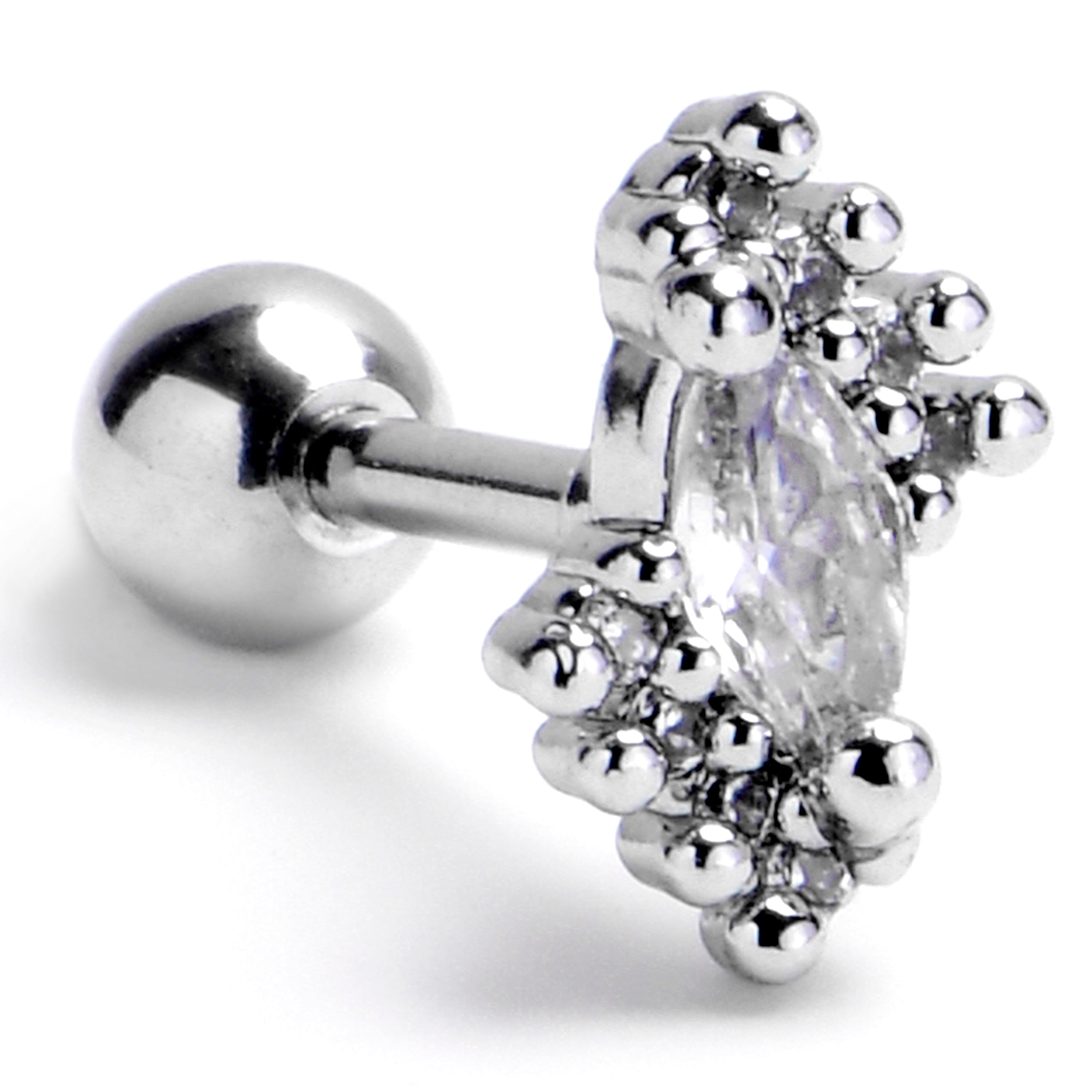 16G 1/4 Clear Gem Firey Drop Cartilage Tragus Earring