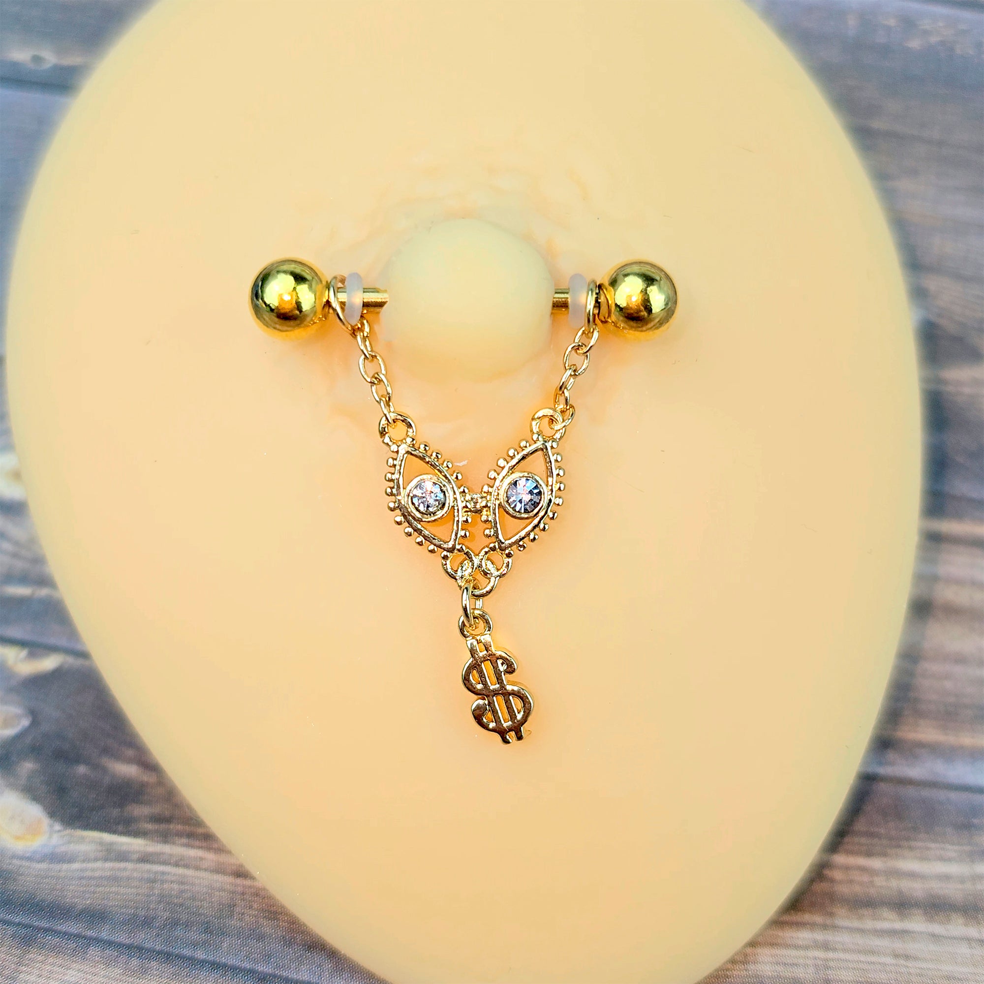 14k Gold Nipple Shield Piercing Gold 14 Gauge 9/16 Gold Tone