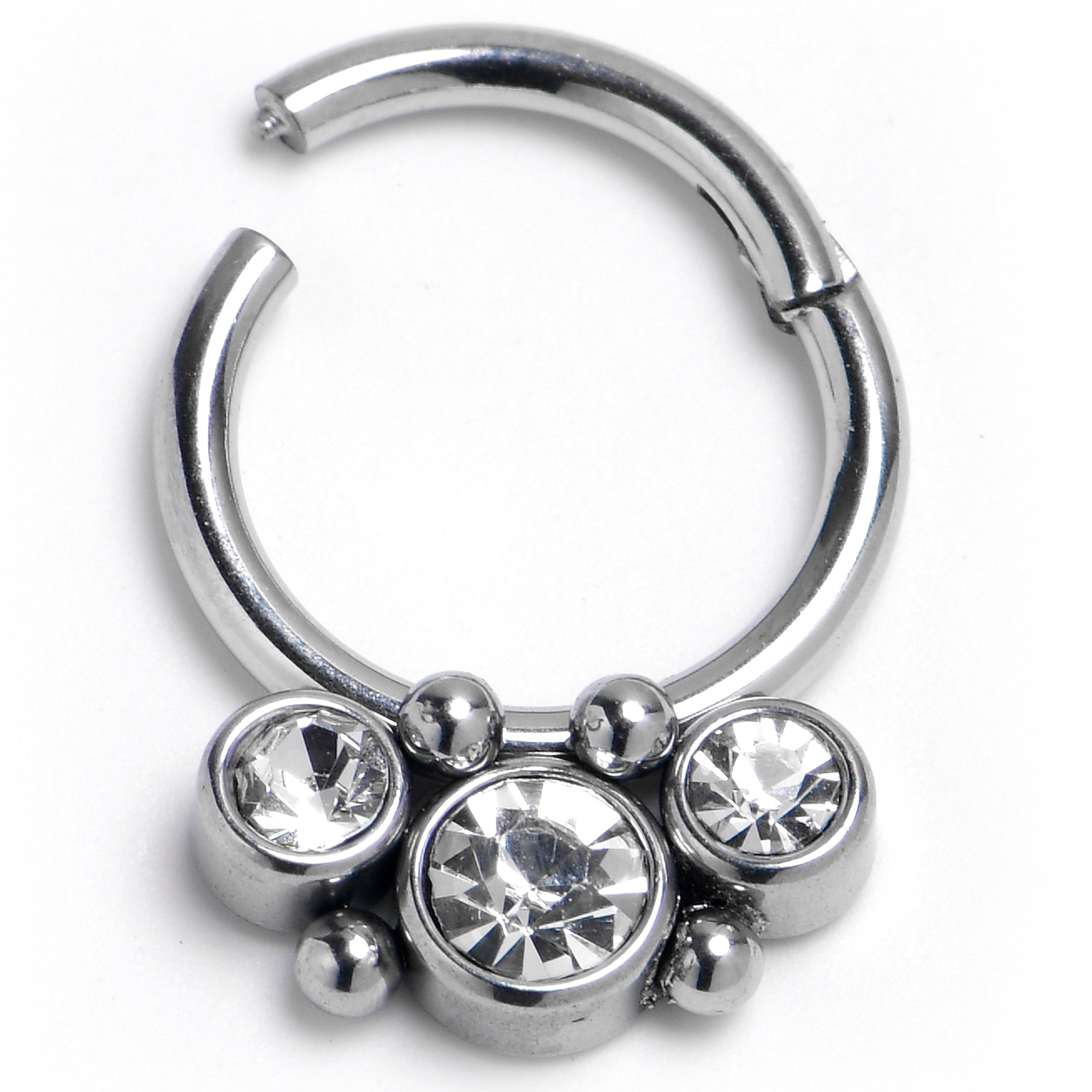 16G 5/16 Front Facing CZ Precision Hinge Closure Segment Ring