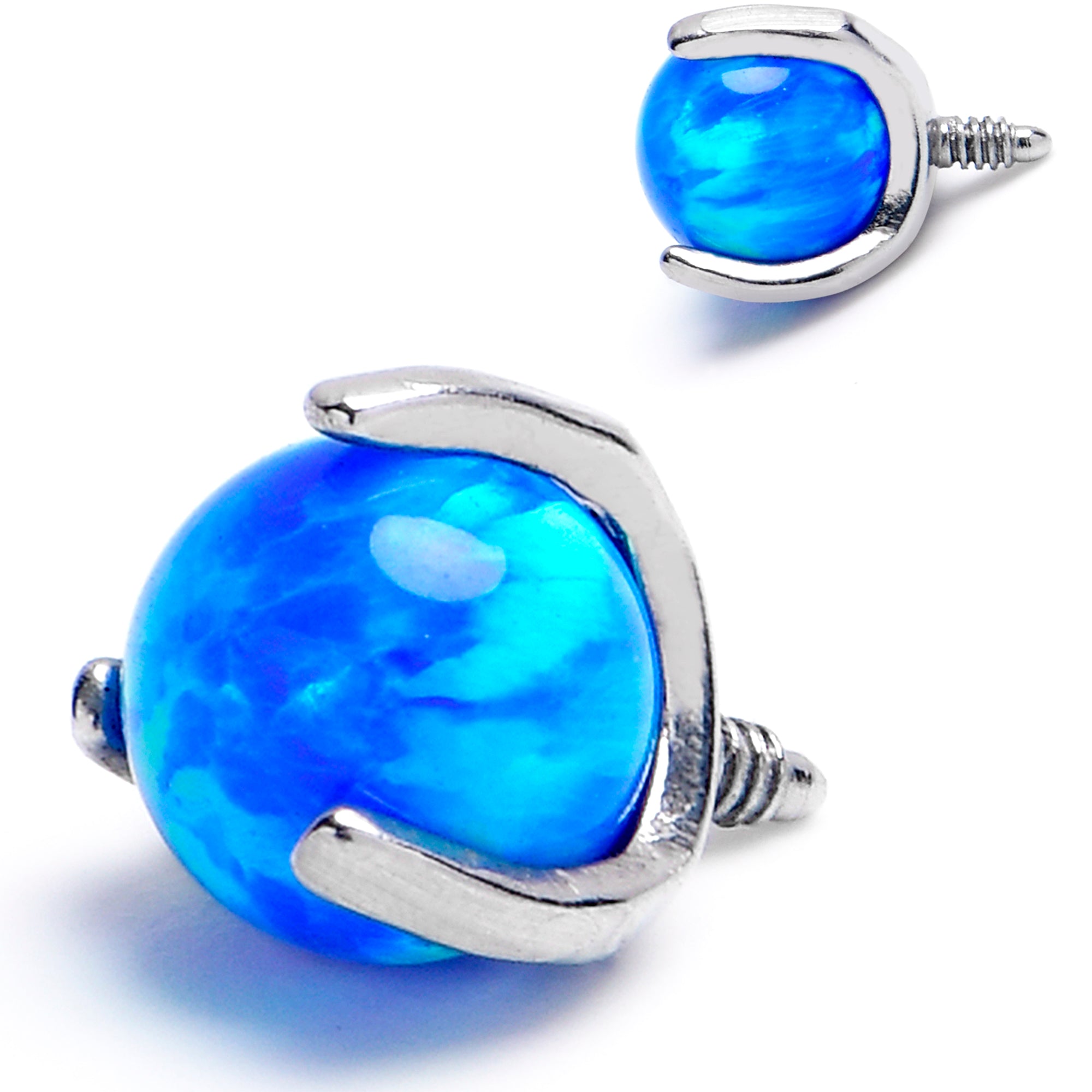 16G 4mm Blue Synthetic Opal Internally Threaded Replacement Ball