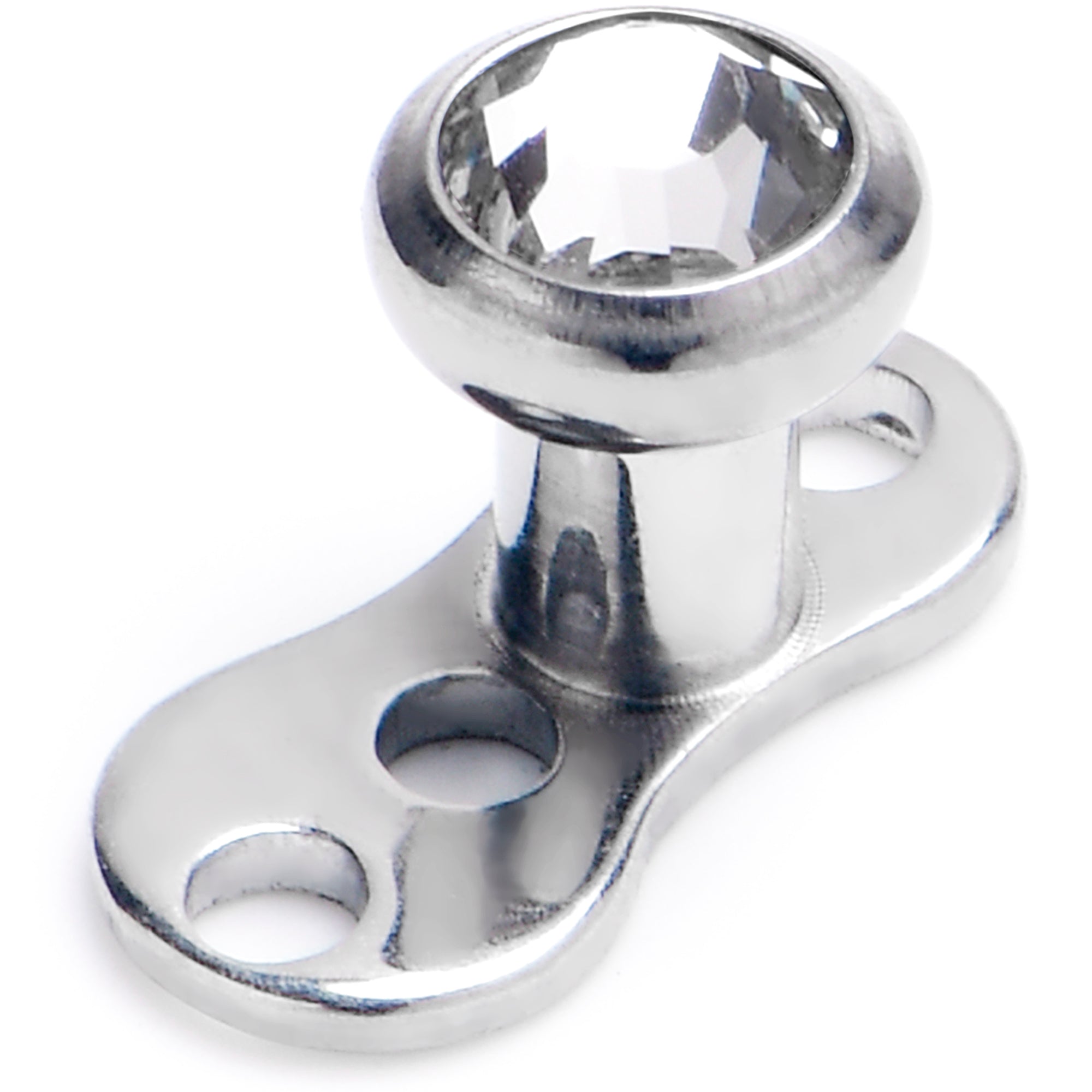14G 3mm Gem Bezel Top 3 Hole Dermal Implant Grade Titanium Anchor Base
