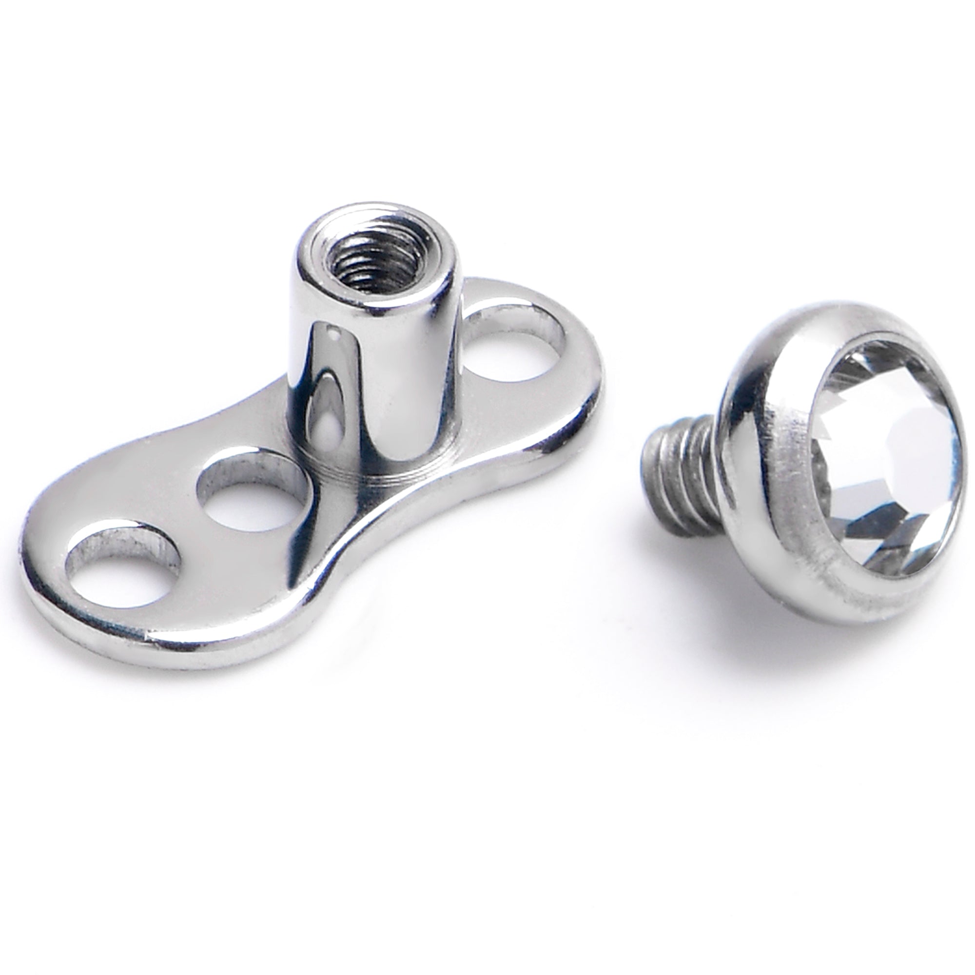 14G 3mm Gem Bezel Top 3 Hole Dermal Implant Grade Titanium Anchor Base