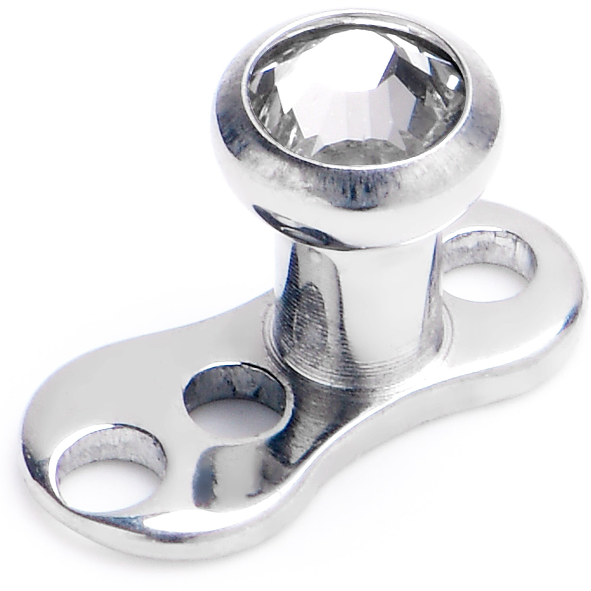 16G 3mm Gem Bezel Top 3 Hole Dermal Implant Grade Titanium Anchor Base
