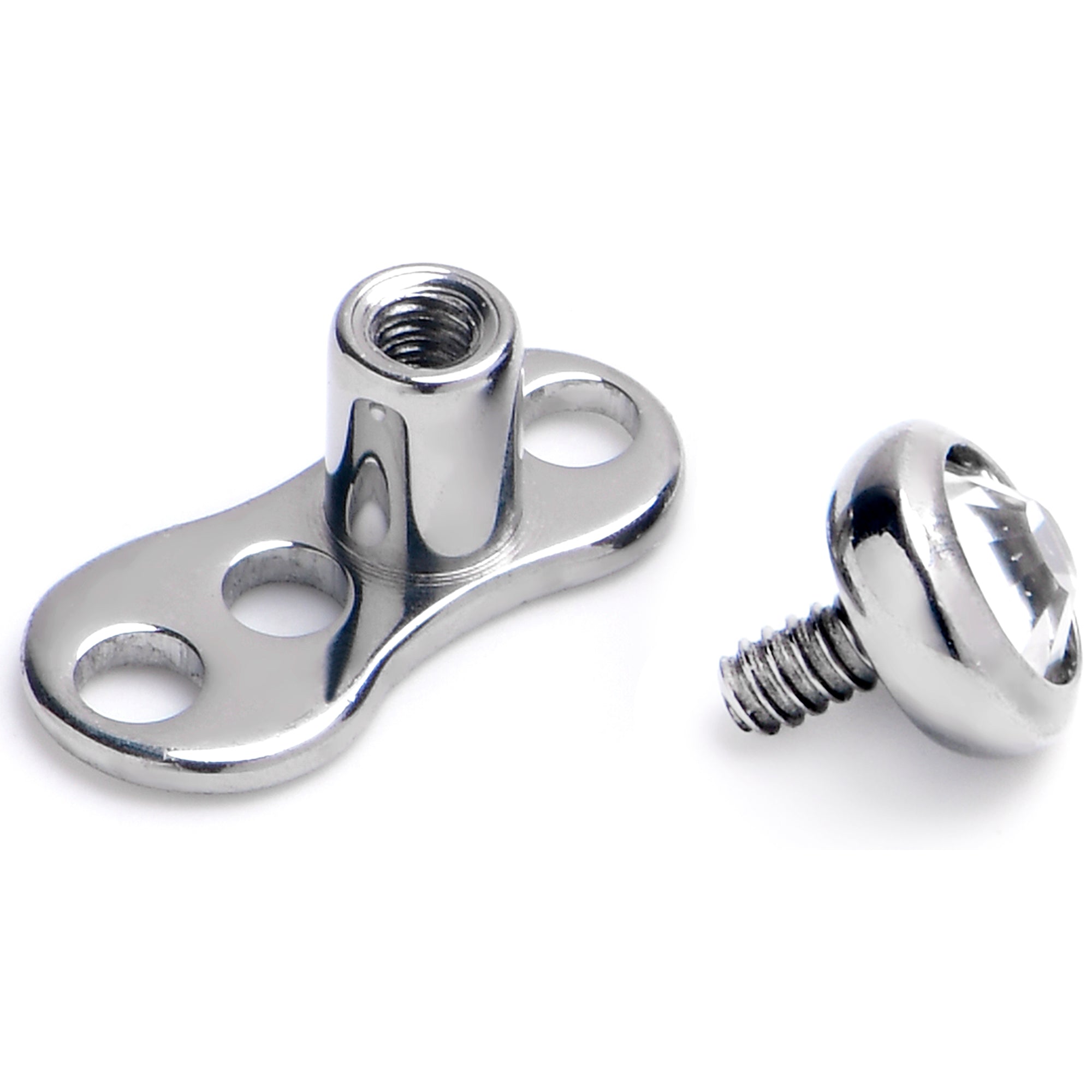 16G 3mm Gem Bezel Top 3 Hole Dermal Implant Grade Titanium Anchor Base