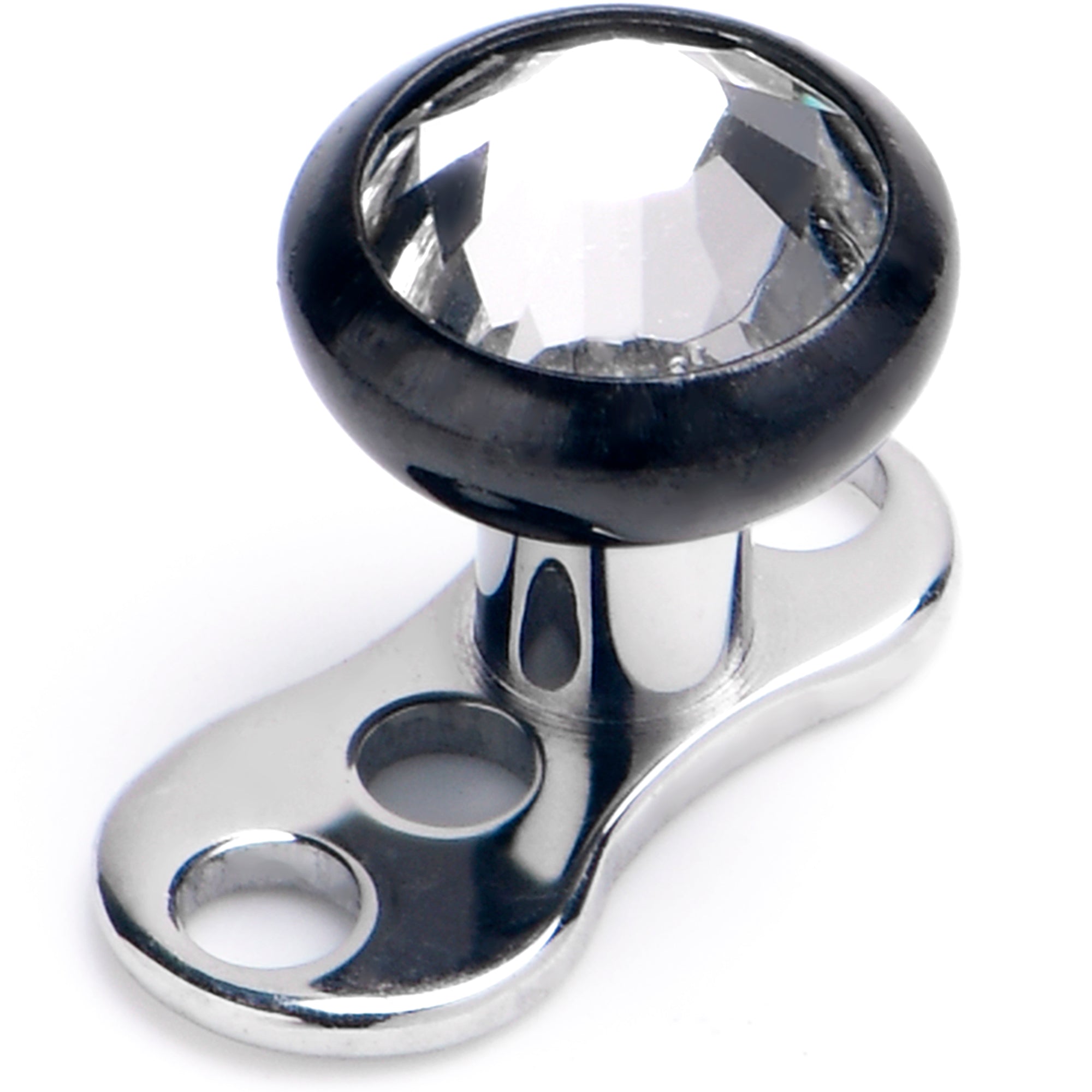 16G 4mm Gem Bezel Black Top 3 Hole Dermal Implant Grade Titanium Anchor Base