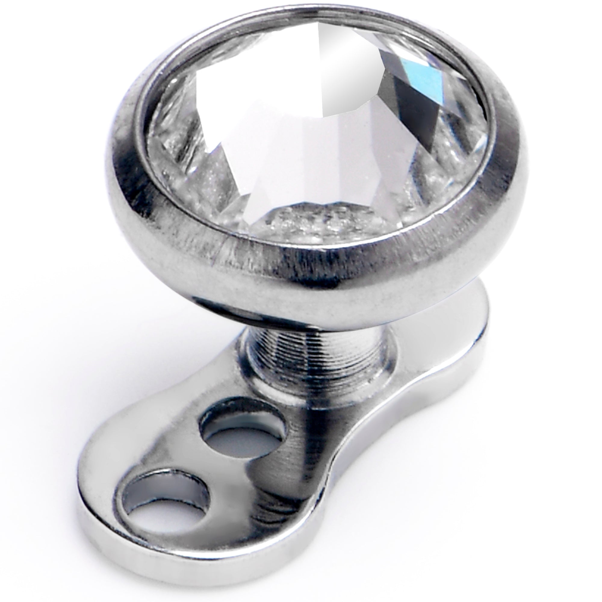 16G 5mm Gem Bezel Top 3 Hole Dermal Implant Grade Titanium Anchor Base