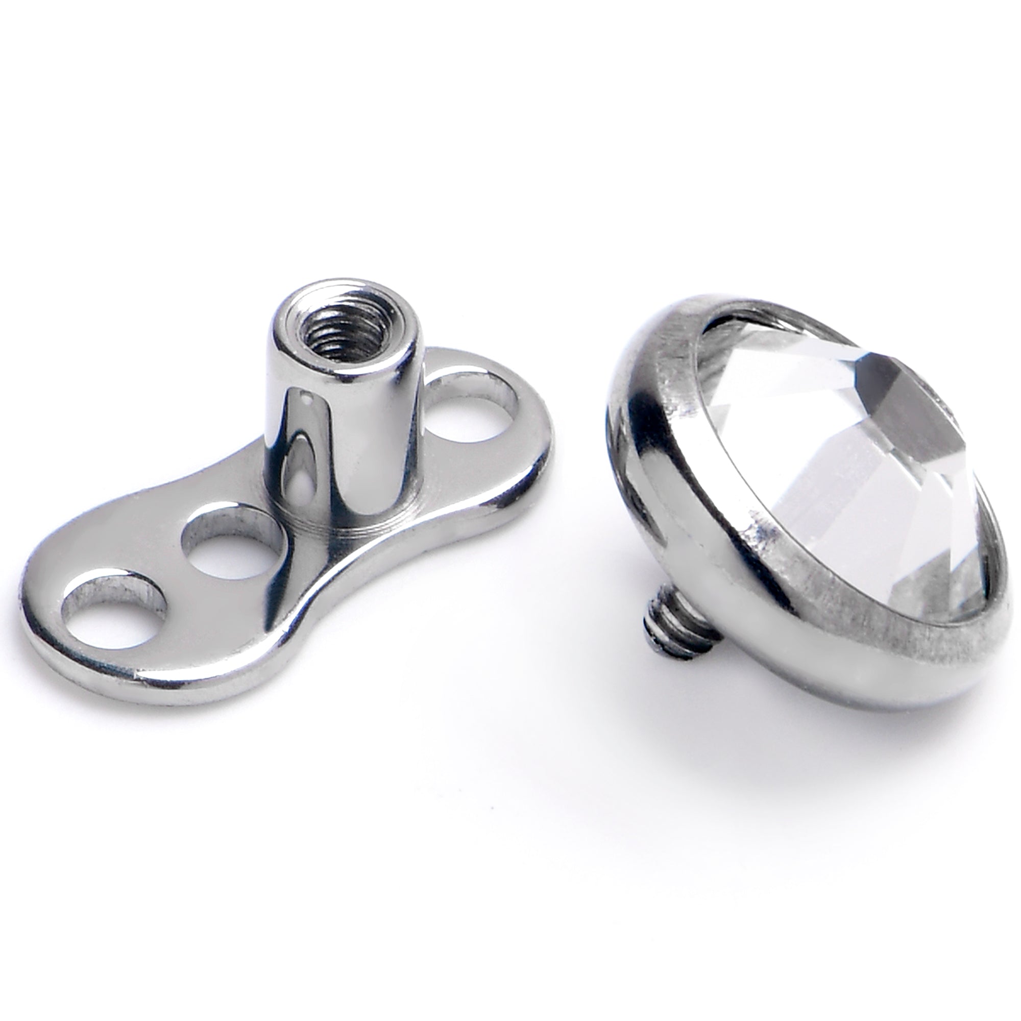 16G 5mm Gem Bezel Top 3 Hole Dermal Implant Grade Titanium Anchor Base