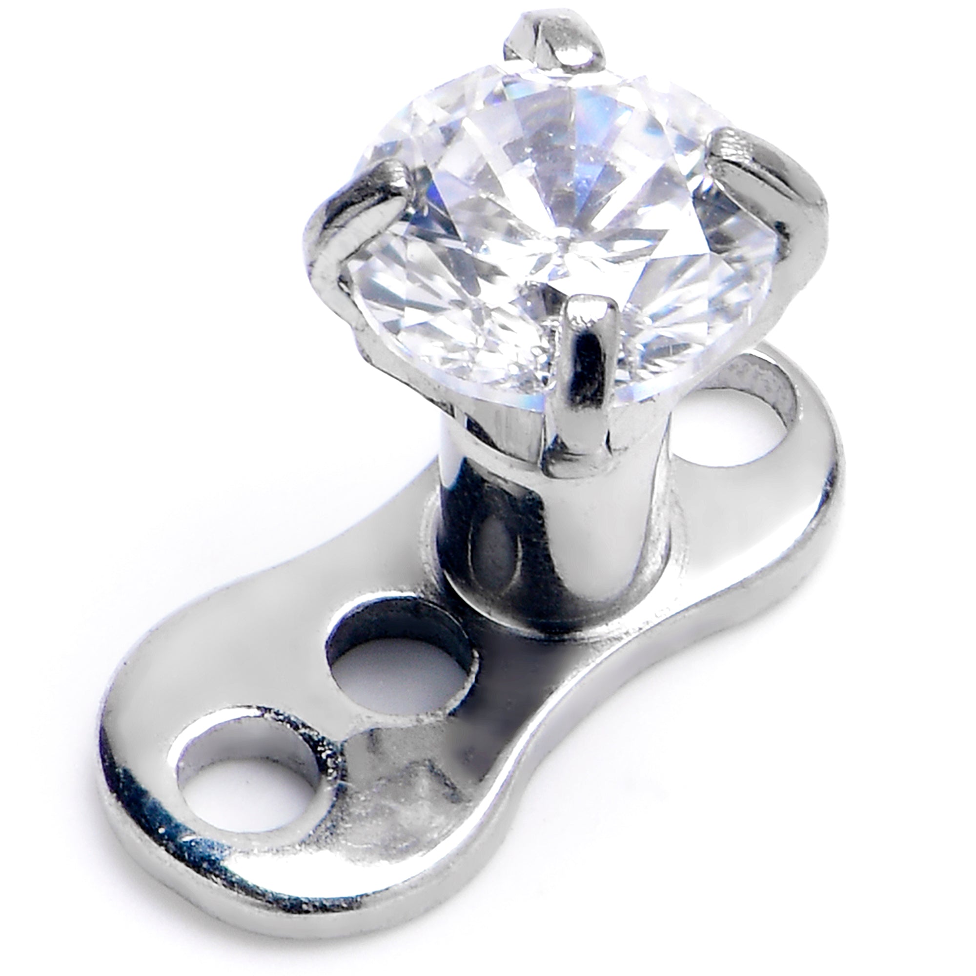 16G 3mm CZ Top 3 Hole Dermal Implant Grade Titanium Anchor Base